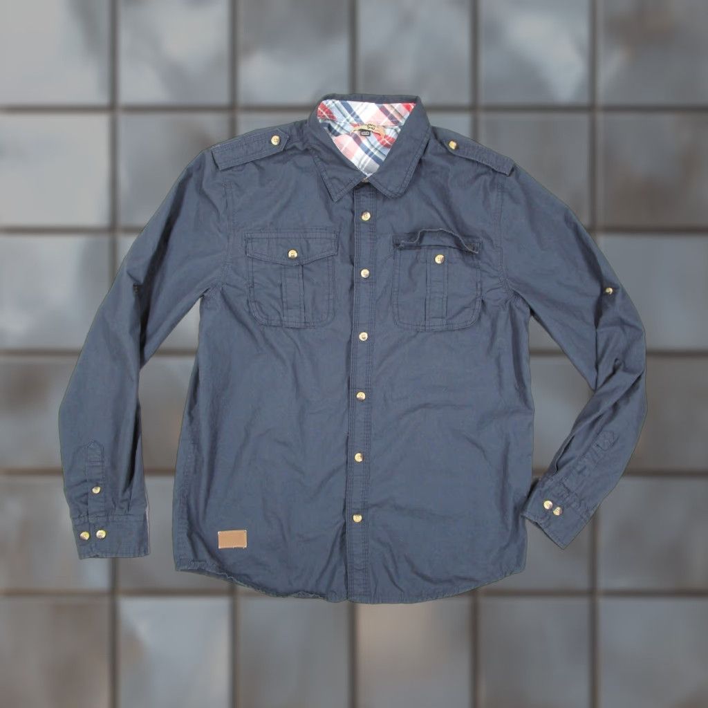 Vintage TRIPLE FIVE SOUL Shirt Mens Large Navy Utility Button-Up Long Sleeve with Epaulets and Pockets Size US L / EU 52-54 / 3 - 1 Thumbnail