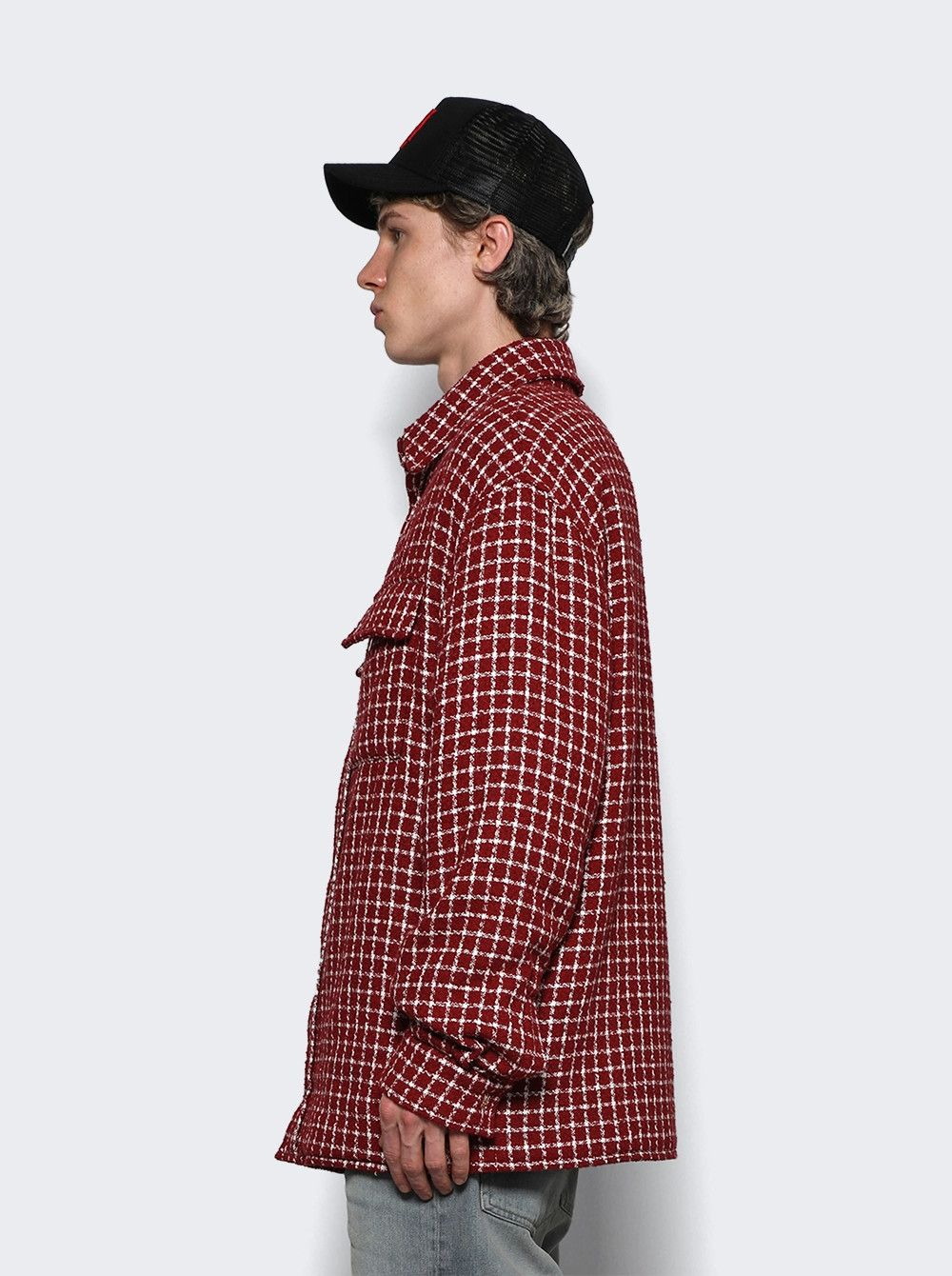 Amiri o1mle0326 Boucle Padded Overshirt in Burgundy Size US M / EU 48-50 / 2 - 4 Thumbnail