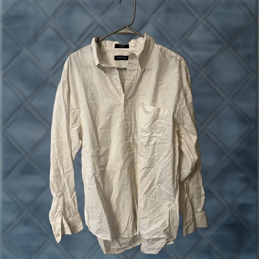 Nautica Nautica Button-Up Shirt Small White Solid Collared LS Mens Classic Fit Size US S / EU 44-46 / 1 - 1 Thumbnail
