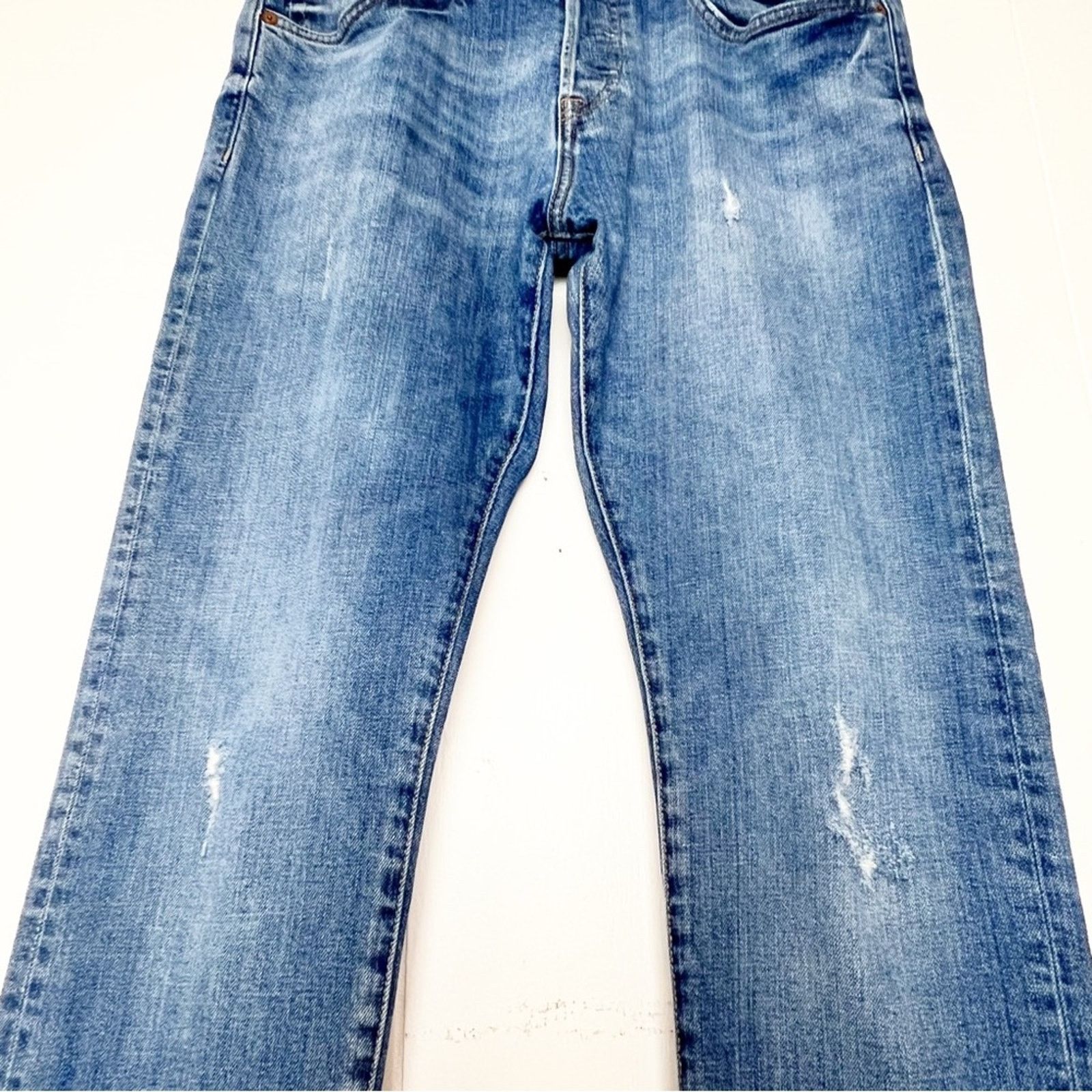 H&M H&M &Denim Distressed Button Fly 5 Pocket Jeans Men’s 32x30 Size US 32 / EU 48 - 3 Thumbnail