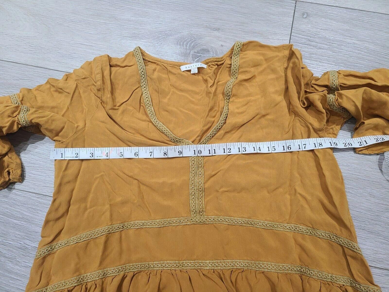 Designer Baevely Top Large Mustard Peasant Boho Hippie Bell Sleeve Size L / US 10 / IT 46 - 4 Thumbnail