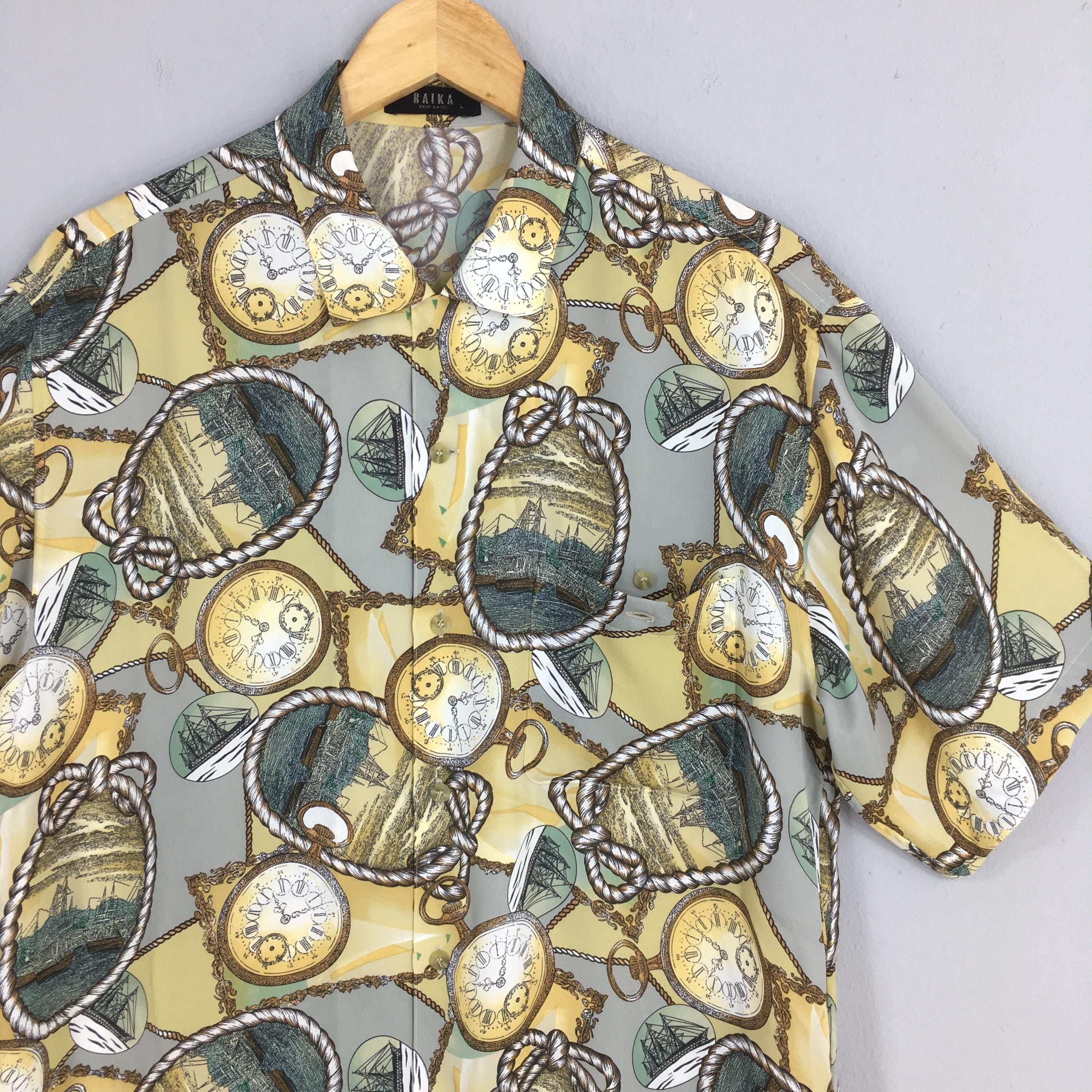 Vintage Baroque Abstract Pattern Polyester Shirt Large