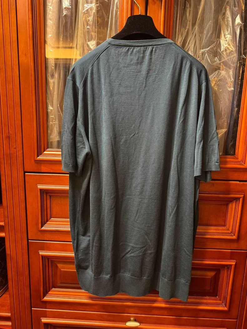 Loro Piana Loro Piana Blue-Green Short-Sleeve Cashmere Sweater- Size US XL / EU 56 / 4 - 2 Thumbnail