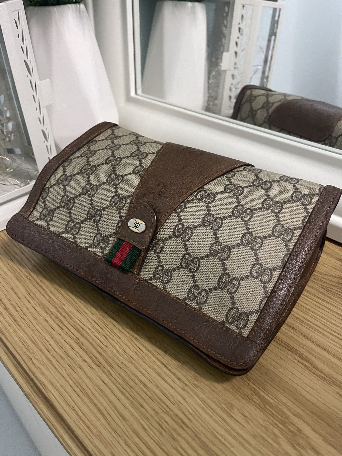 Gucci × Vintage GUCCI GG Supreme Web Sherry Line Clutch Bag Size ONE SIZE - 2 Thumbnail