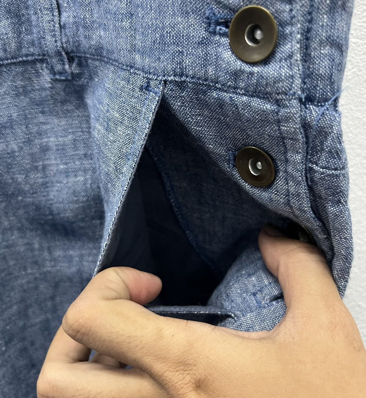 Vintage Lightweight Chambray Overalls – Linen Blend (Size L) Size US 35 - 8 Thumbnail