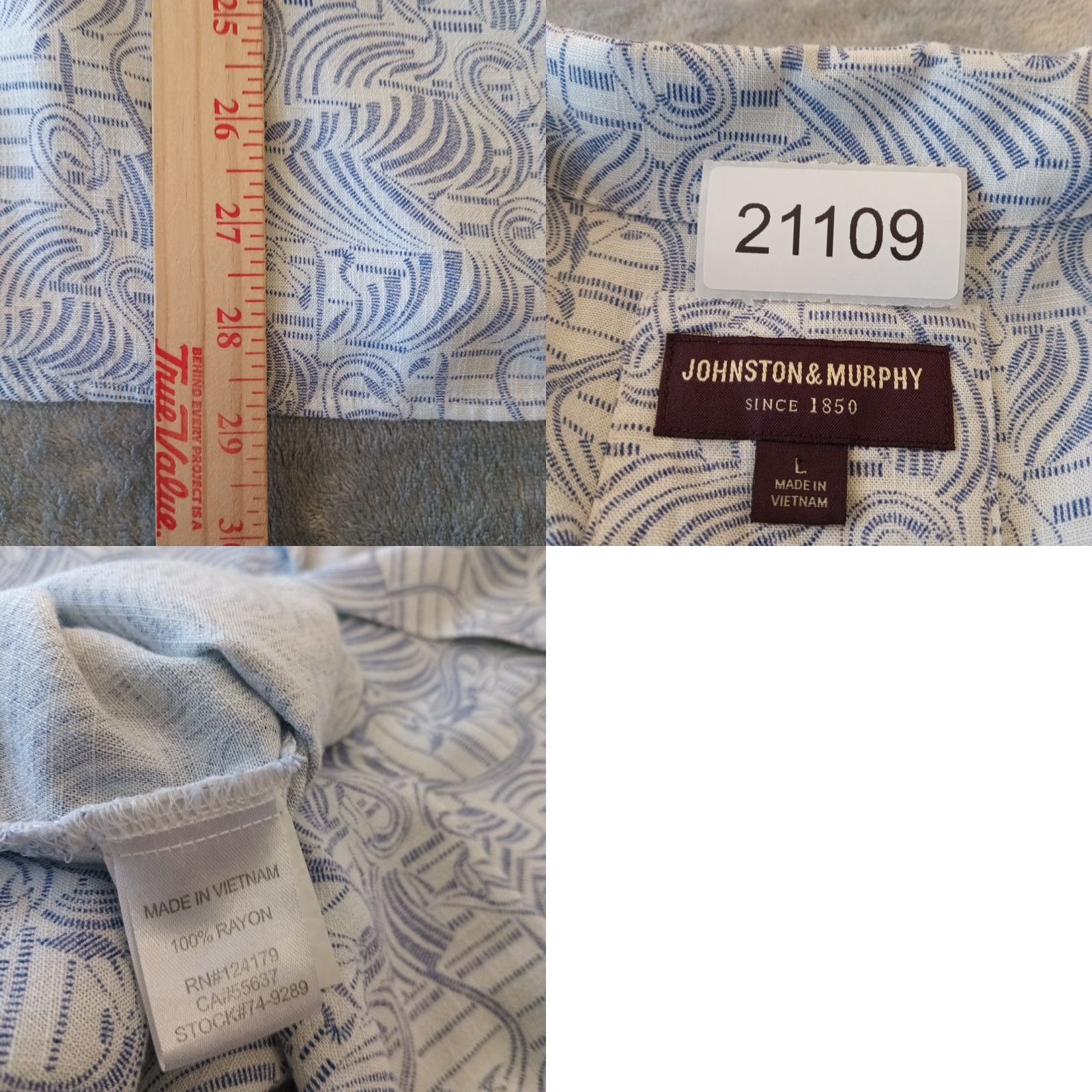 Johnston & Murphy Johnston & Murphy Shirt Mens L Blue Geometric Flamingos Button Up Rayon Shirt Men Blue Geometric Flamingos Button-Up Rayon Regular Fit Vintage? No. Size US L / EU 52-54 / 3 - 8 Thumbnail