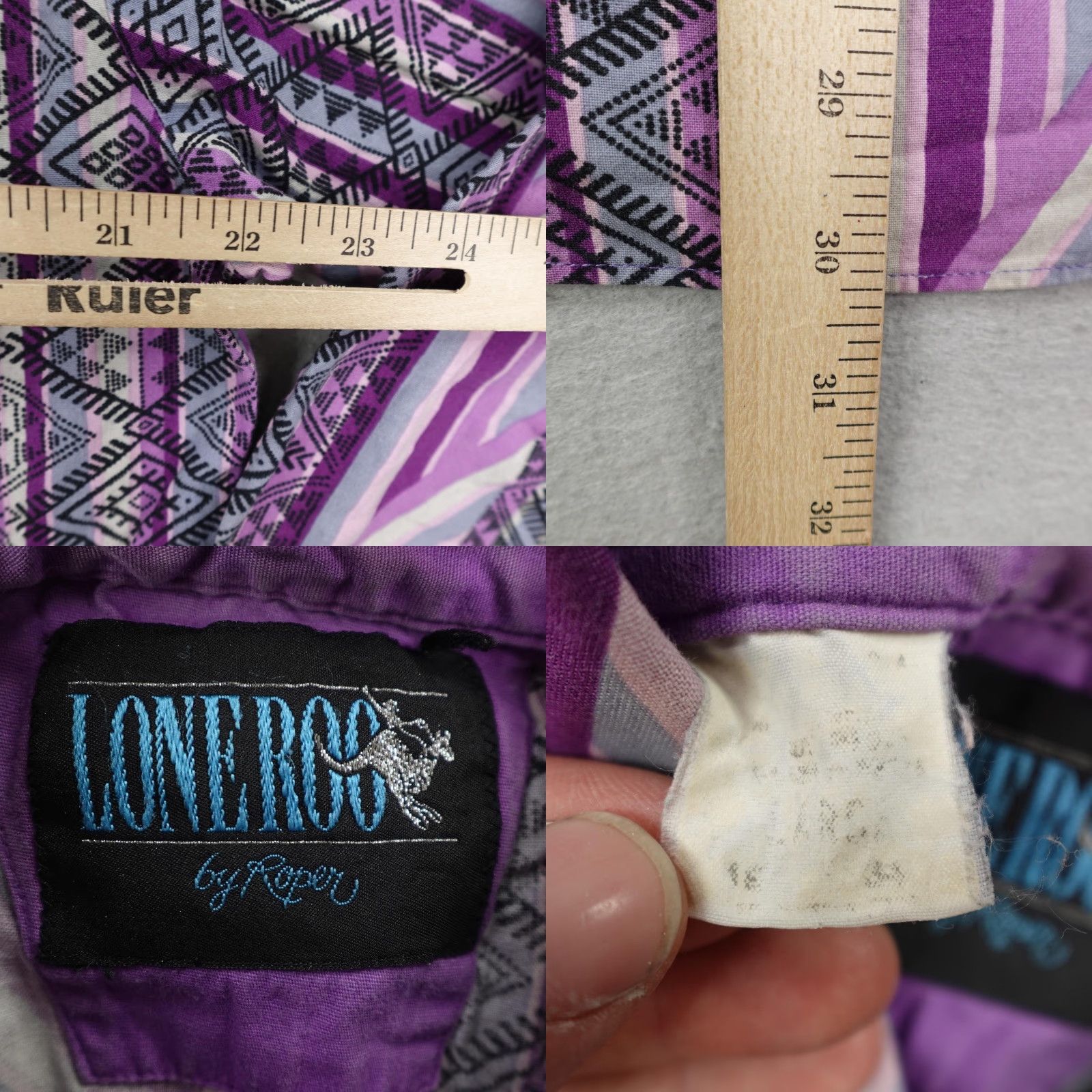 Roper VINTAGE Roper Shirt Mens XL Purple Southwestern Aztec Western Rodeo Geometric Button-Up 1970s 80s Mens Apparel Size US XL / EU 56 / 4 - 8 Thumbnail
