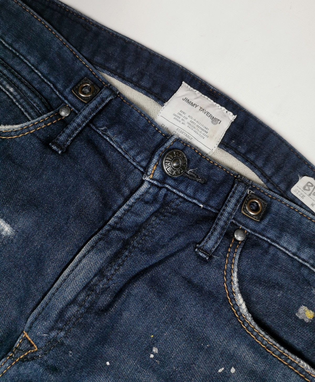 Japanese Brand Jimmy Taverniti Blackie Paint Splash Boro Slim Stretch Jeans Size US 32 / EU 48 - 5 Thumbnail