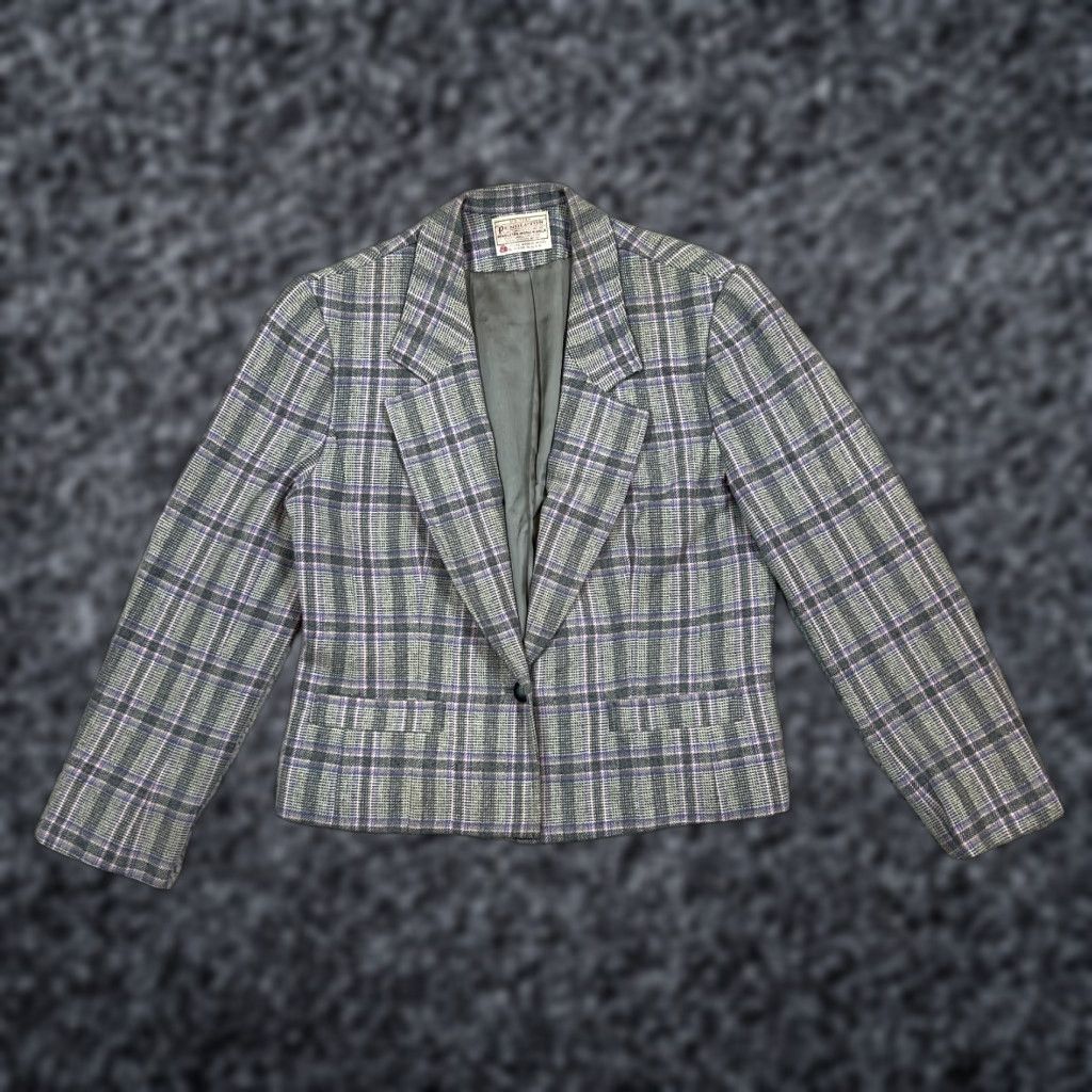 Pendleton VINTAGE Pendleton Blazer Jacket Women Gray 12P Petite Wool Single-Breasted Notch Lapel Work Size XL / US 12-14 / IT 48-50 - 1 Thumbnail