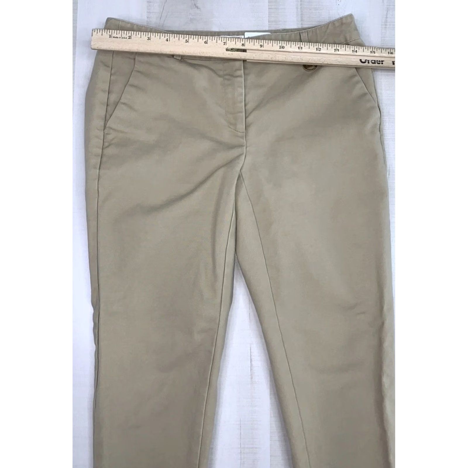 Michael Kors Michael Kors Khaki Pants Womens 2 Straight Leg Low Rise City Preppy Logo Pockets Slim Beige Cotton Blend Regular Size 2 Womens Size 26" / US 2 / IT 38 - 2 Thumbnail