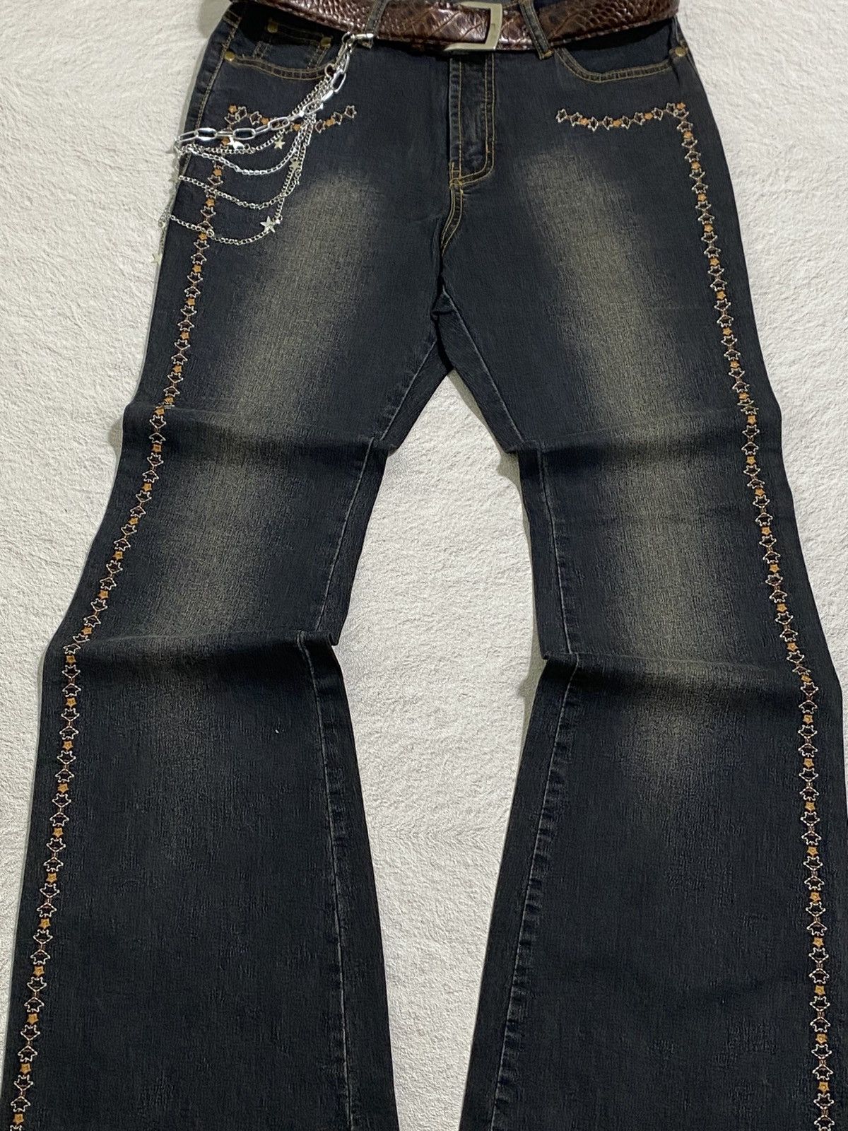 Japanese Brand SICK💰Vintage Sun Rose Bush Pant Stretchable Jeans Size US 28 / EU 44 - 3 Thumbnail