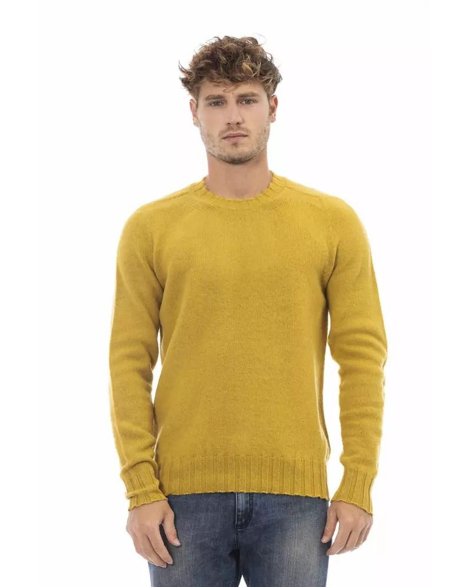 image of Alpha Studio Long Sleeve Sweater in Yellow, Men's (Size Large)