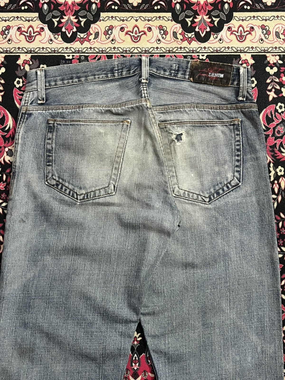 Le Grande Bleu (L.G.B.) ⚡️Distressed⚡️Zara Destroy Grunge Style Blue Washed Flare Jean Size US 34 / EU 50 - 9 Thumbnail
