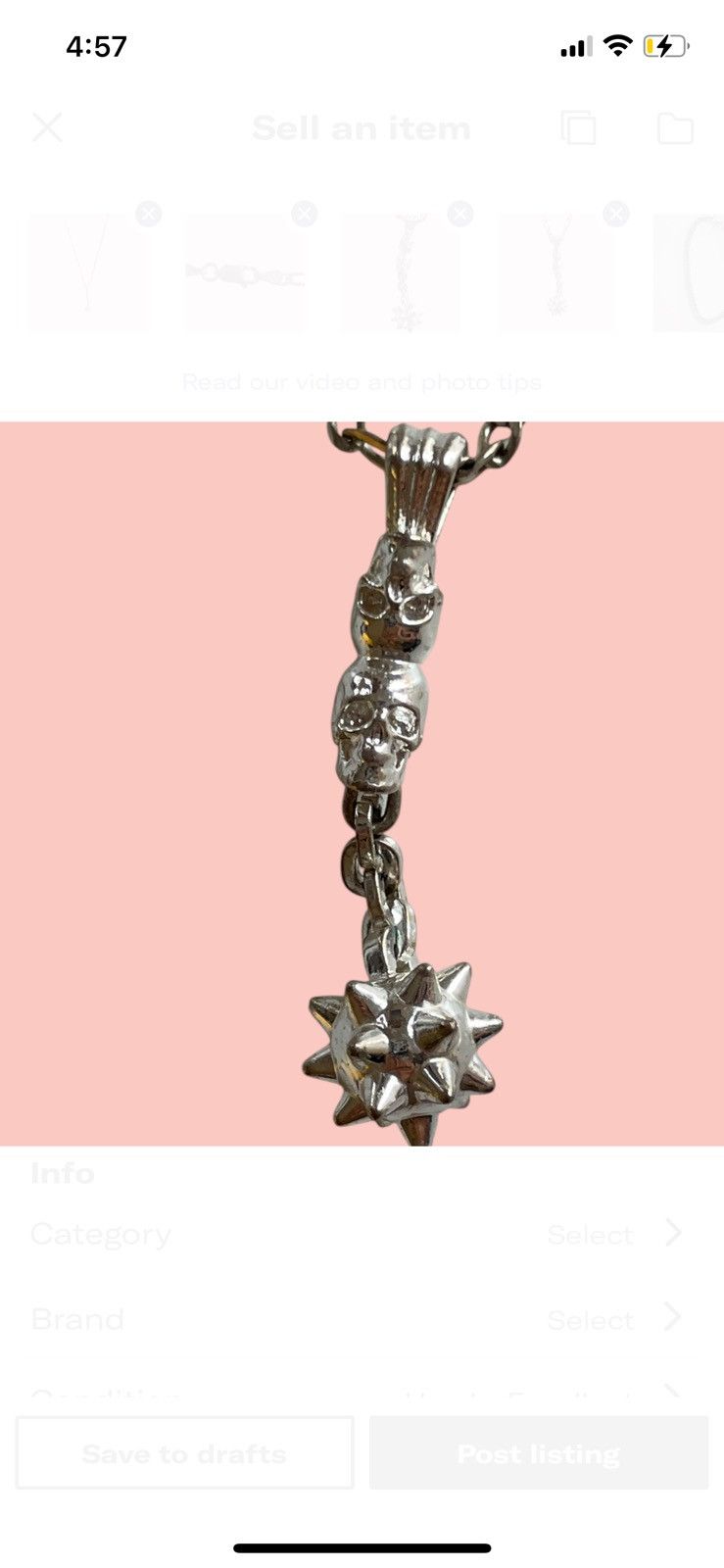 Vintage Satan’s Flail Hard Jewelry Pendant Size ONE SIZE - 3 Thumbnail
