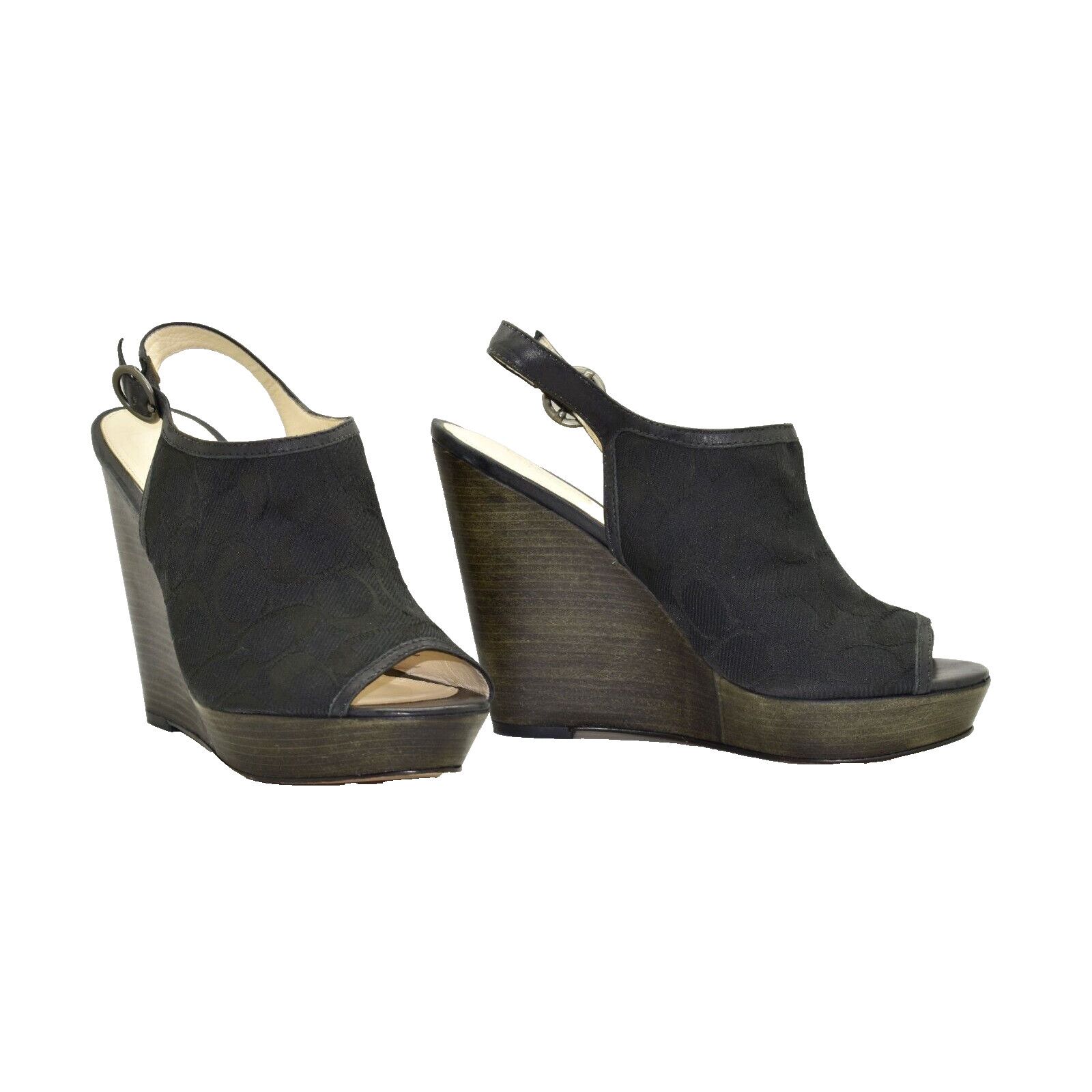 Coach COACH Janet Black Signature Jacquard Hi Heel Wedge Shoes 8.5 Size US 8.5 / IT 38.5 - 1 Thumbnail