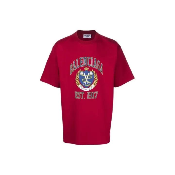 Balenciaga Balenciaga Logo Print Loose Red T-Shirt Size US S / EU 44-46 / 1 - 1 Thumbnail