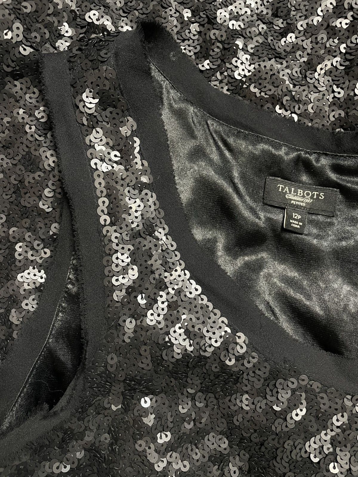 Talbots Black silk dress with sequins Size L / US 10 / IT 46 - 13 Thumbnail