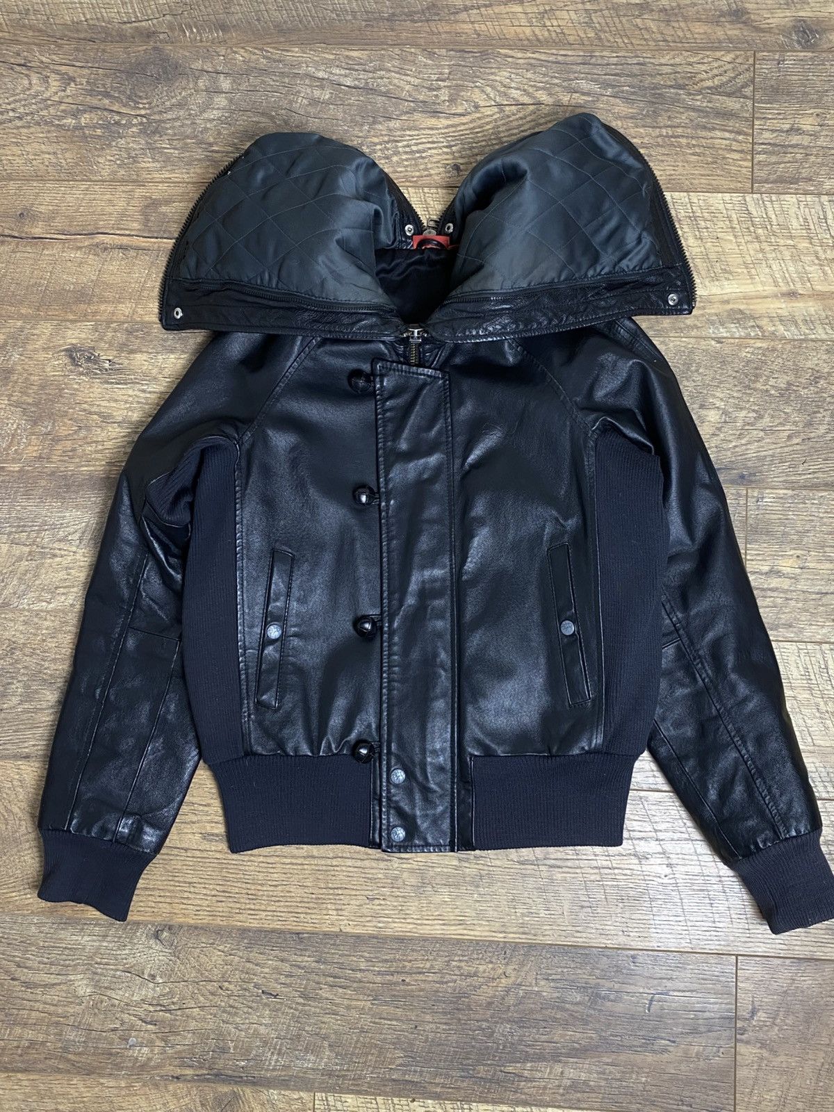 Puma Puma Archive "Clyde" Leather Hooded Jacket Rare Futuristic Size L / US 10 / IT 46 - 1 Thumbnail