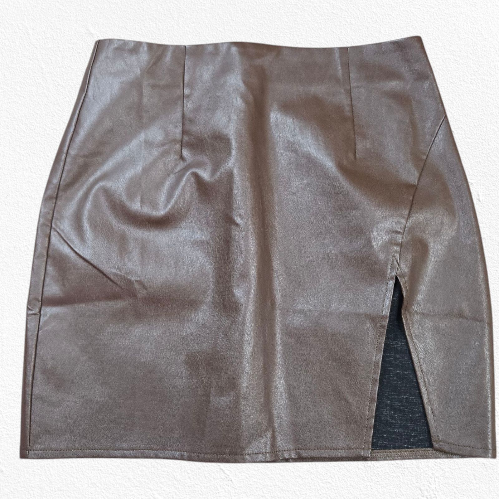 Other Dark Brown Vegan Leather Mini Skirt Size Small Size 26" / US 2 / IT 38 - 2 Thumbnail