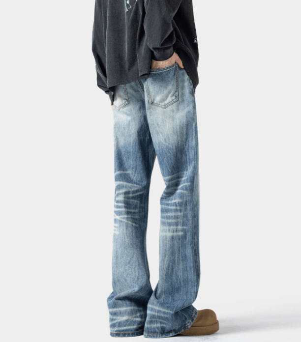 Japanese Brand × Vintage Men's high street washed lightning pattern jeans Size US 32 / EU 48 - 4 Thumbnail
