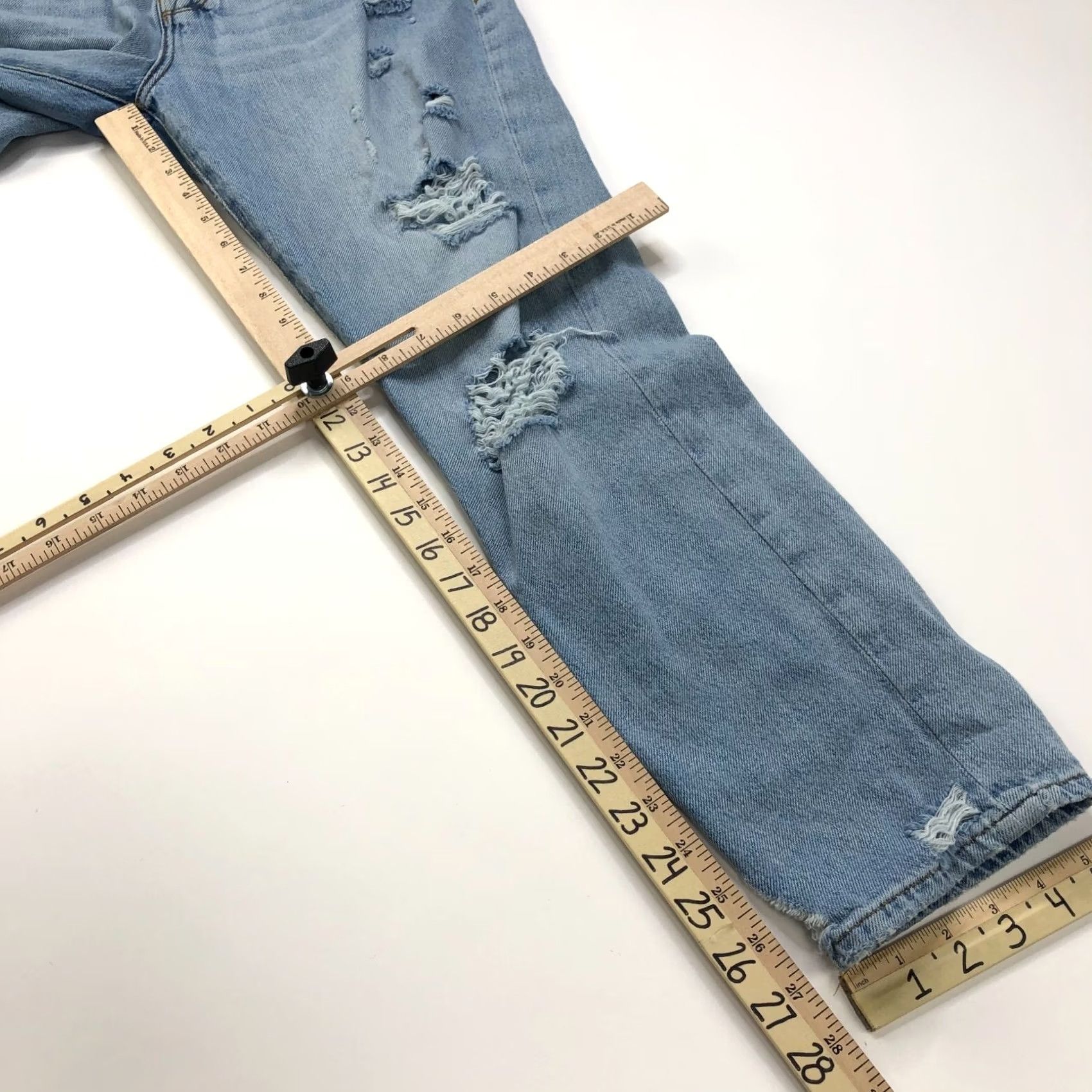 Frame FRAME Le Original 28 HIGH RISE Denim Jeans Distressed 5-Pocket Straight Womens 28 Blue 29W 27L Size 28" / US 6 / IT 42 - 4 Thumbnail