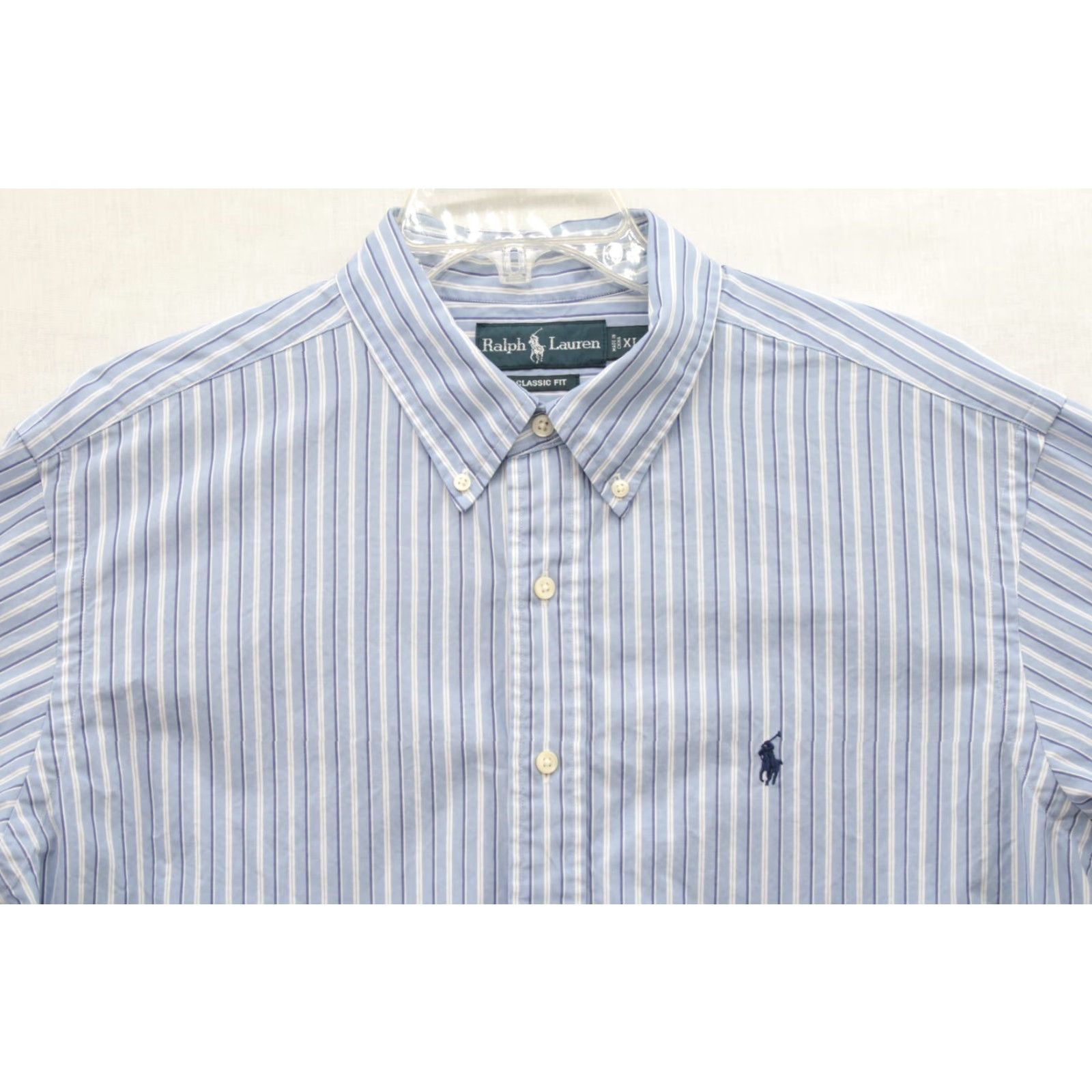 Polo Ralph Lauren VTG Ralph Lauren Shirt Men XL Blue Striped Button-Down Casual Preppy Designer Polo Ralph Lauren Shirt XL Blue Striped Button-Down Size US XL / EU 56 / 4 - 3 Thumbnail
