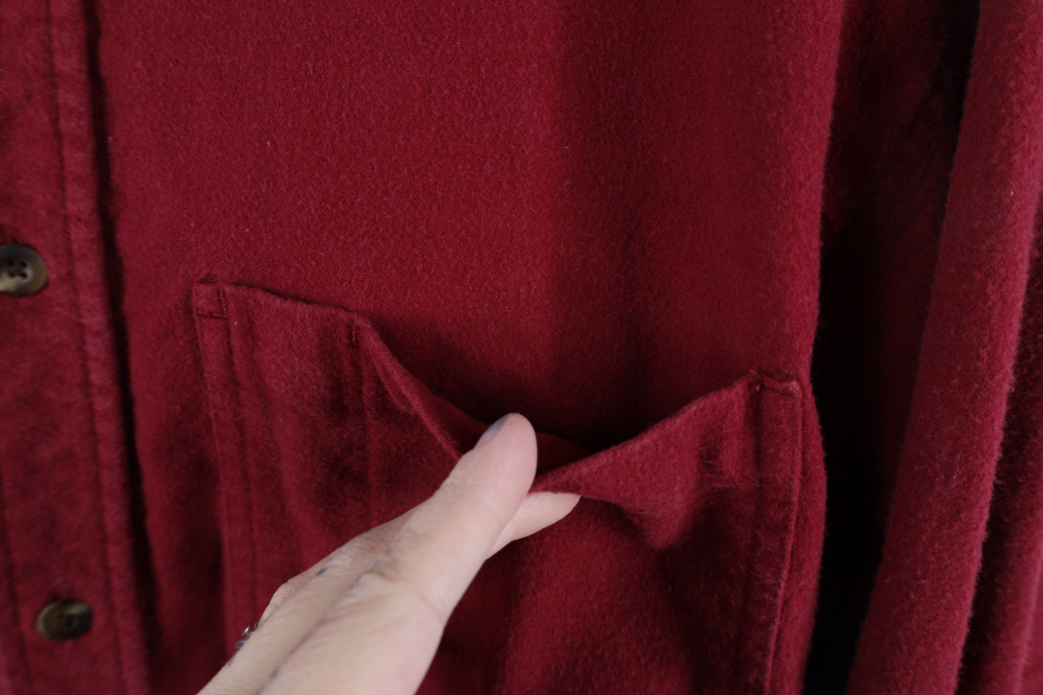 Vintage Vintage 90s Streetwear Chamois Cloth Button Shirt Red Size US L / EU 52-54 / 3 - 5 Thumbnail
