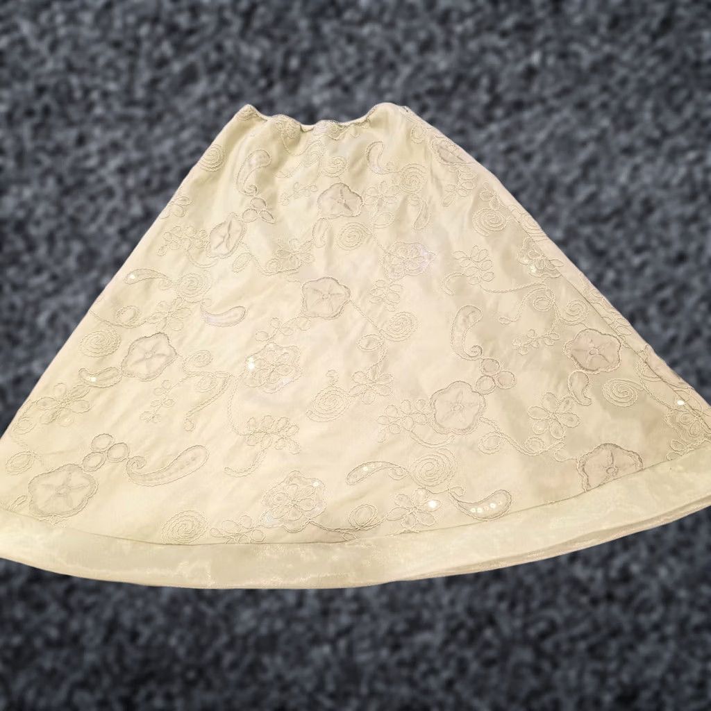 Vintage MSK Womens A-Line Skirt Small Side Zip Embroidered Floral Sequin Light Green Size 28" / US 6 / IT 42 - 1 Thumbnail