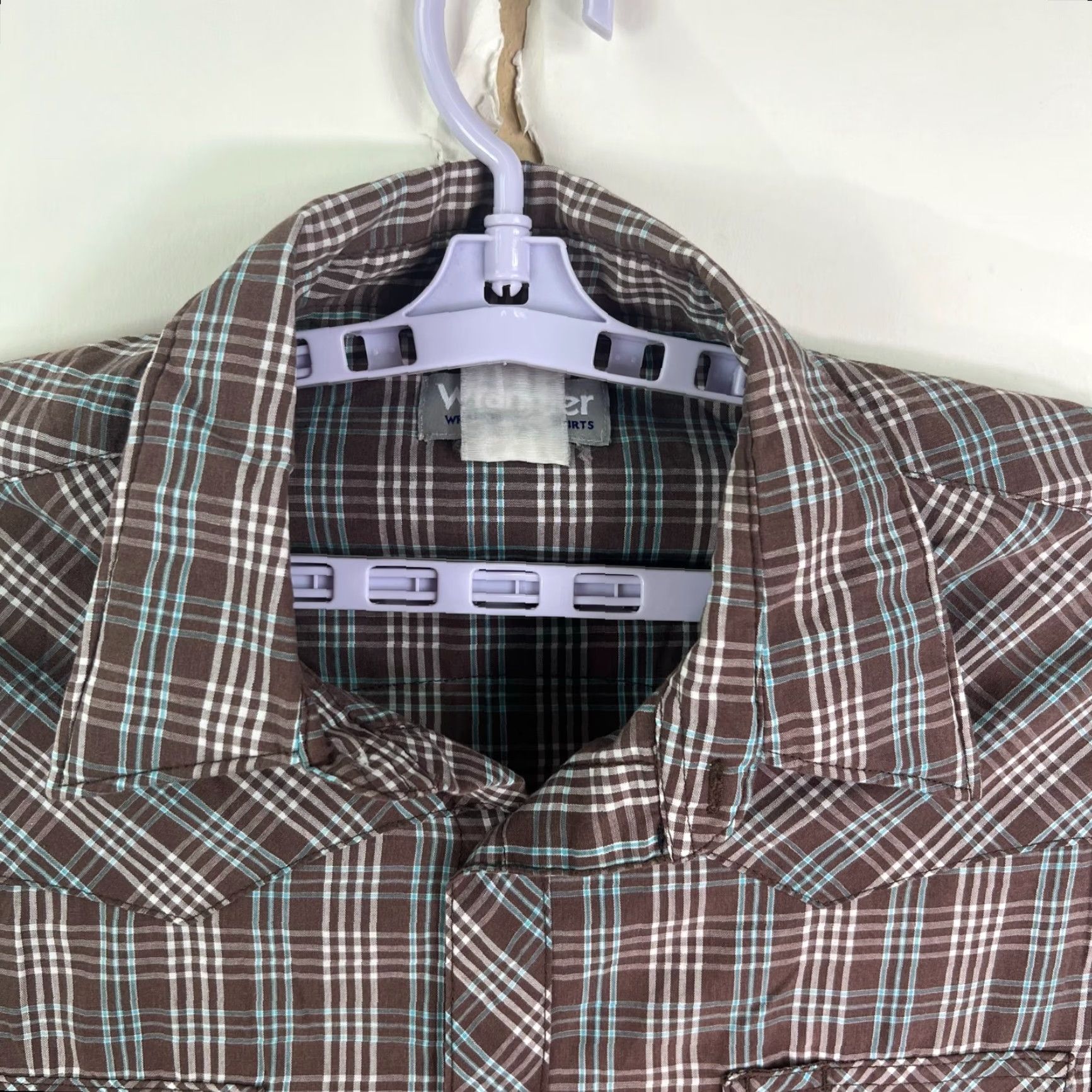 Wrangler Wrangler Rancher Plaid Pearl Snap Long Sleeve Shirt Mens L Brown Size US L / EU 52-54 / 3 - 3 Thumbnail