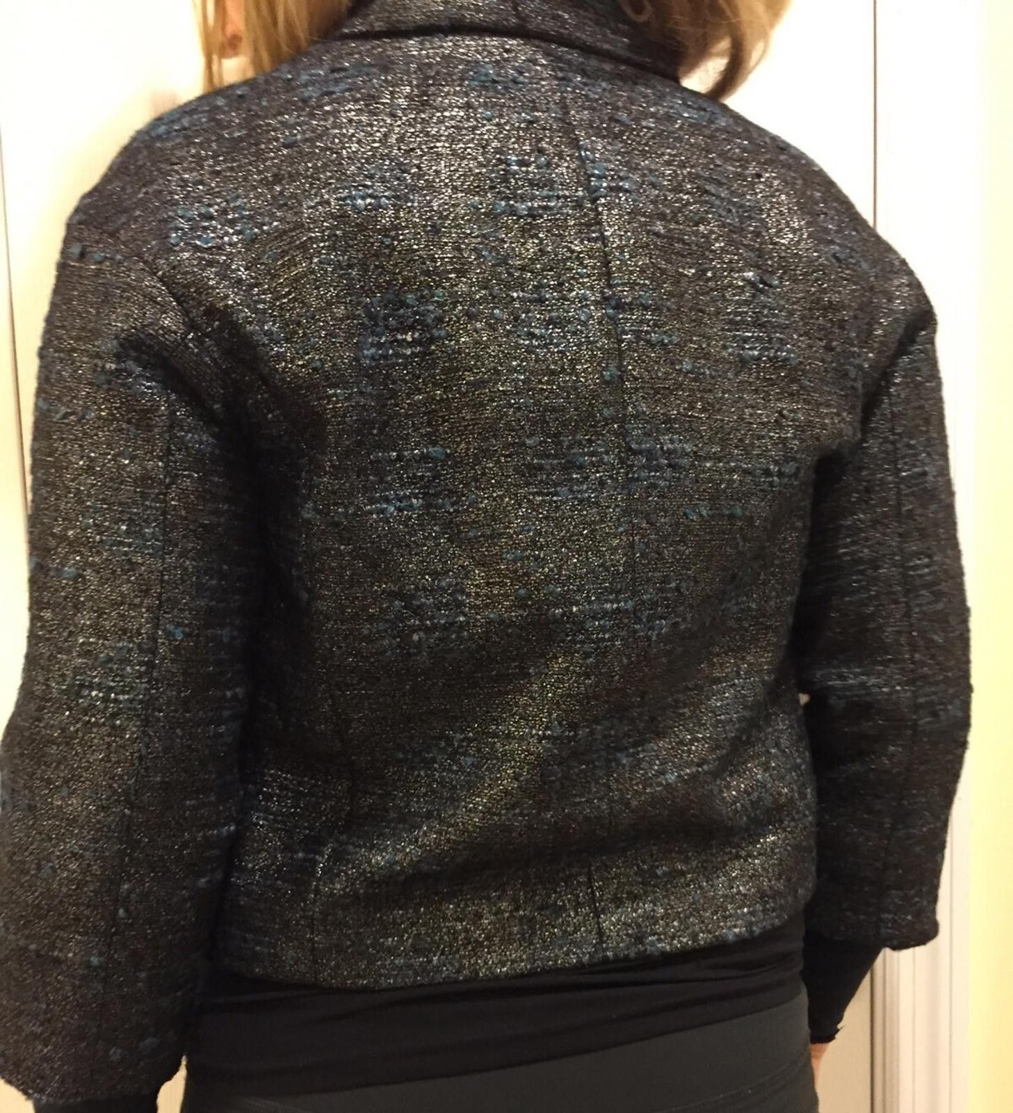 Worthington Worth New York Peacock Lurex Boucle Chic Jacket Ret$698 Sz 0 Size XS / US 0-2 / IT 36-38 - 8 Thumbnail