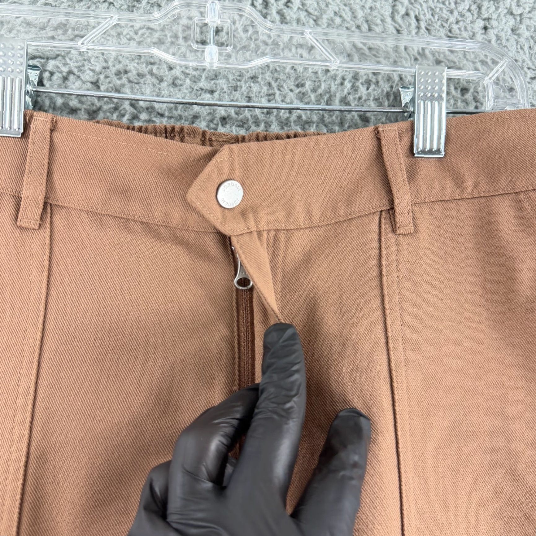 Jordan Brand Jordan Womens Large Brown Straight Leg Woven Pants Pockets Zipper Cuff Patch 90s Style Size 36" / US 14 / IT 50 - 3 Thumbnail