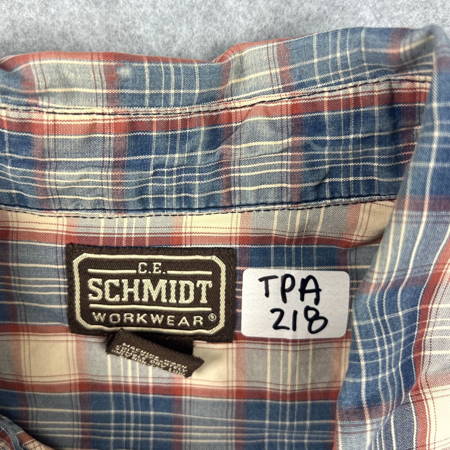 Vintage Schmidt Workwear Shirt Mens Large Blue Red Plaid Button Up Short Sleeve Outdoor Size US L / EU 52-54 / 3 - 5 Thumbnail