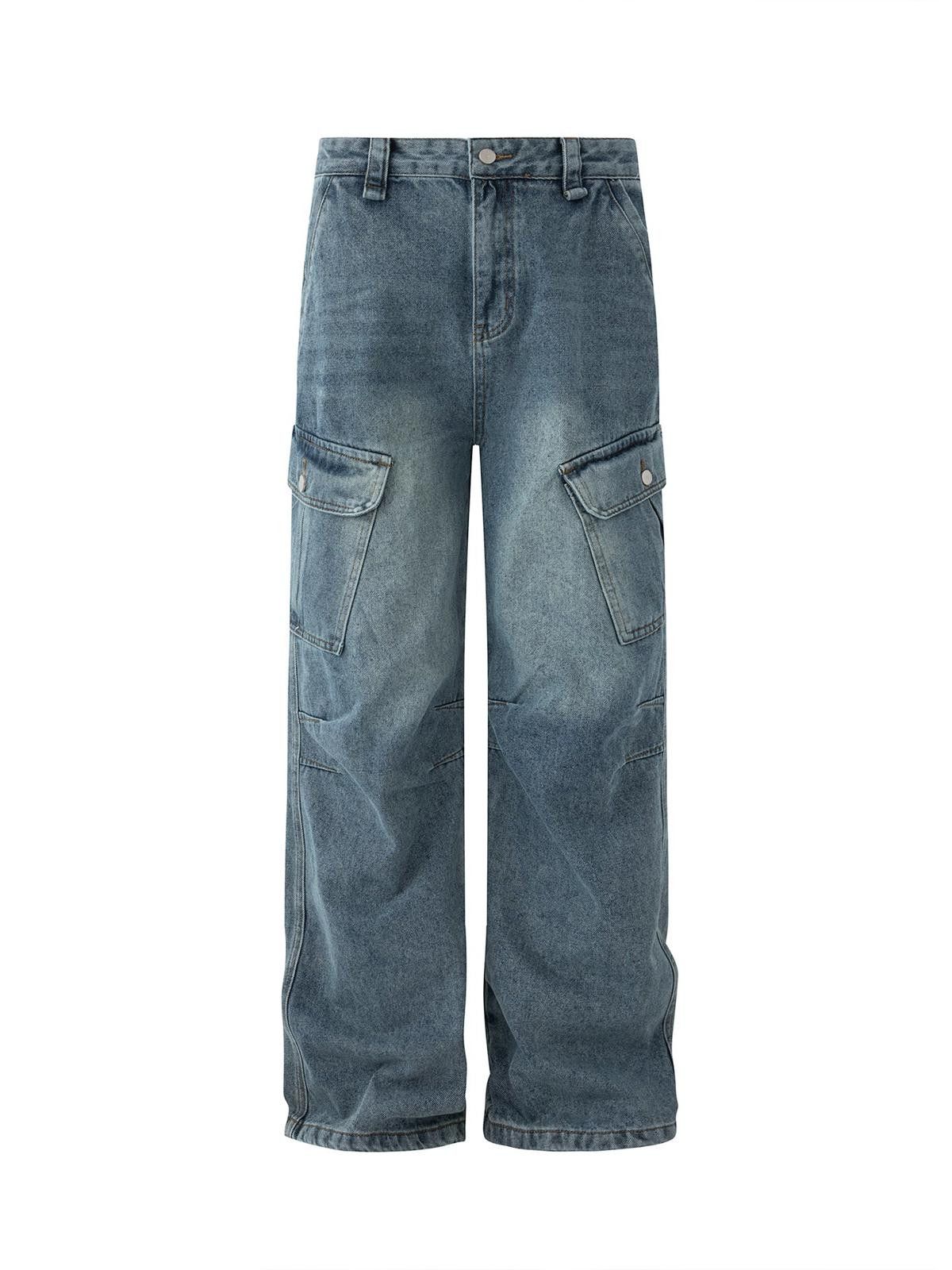 Vintage Blue Baggy Cargo Denim Jeans, Loose Fit Men's Jeans Size US 32 / EU 48 - 5 Thumbnail