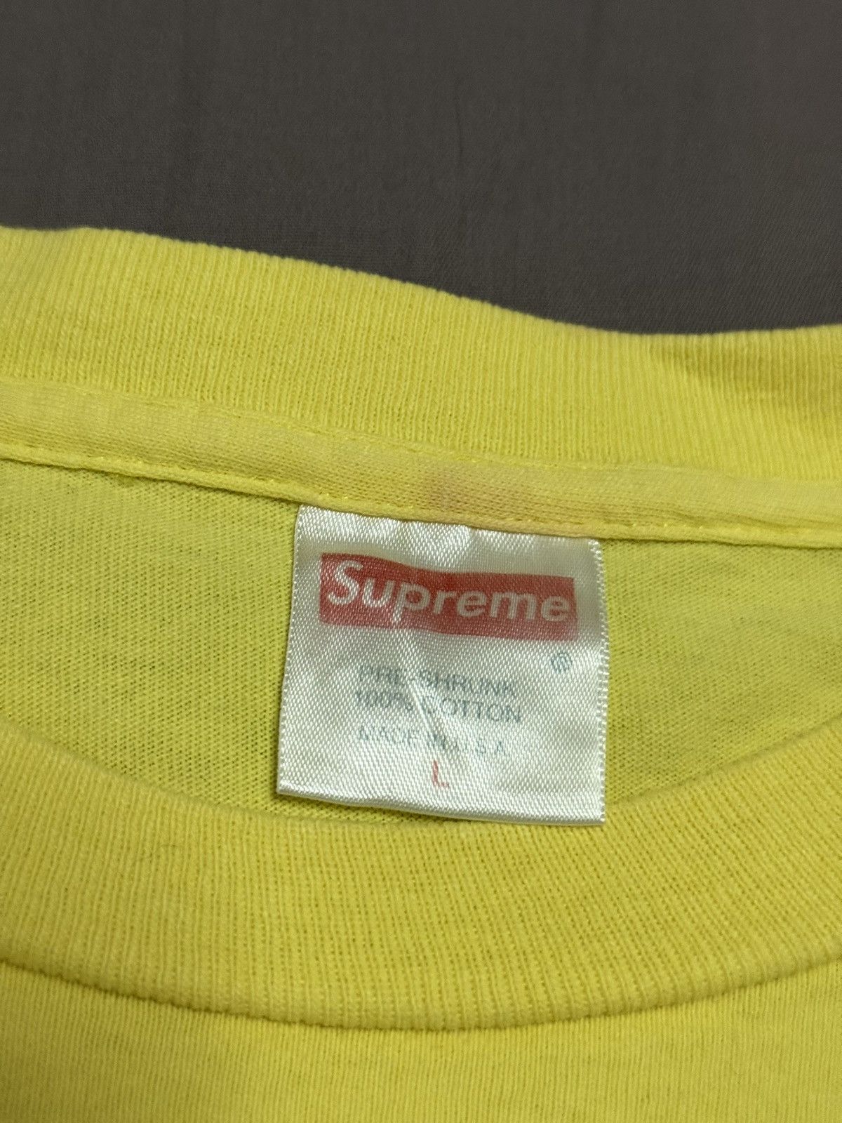 Supreme Supreme 1998 vintage yellow on yellow bold font box logo tee Size US L / EU 52-54 / 3 - 4 Thumbnail
