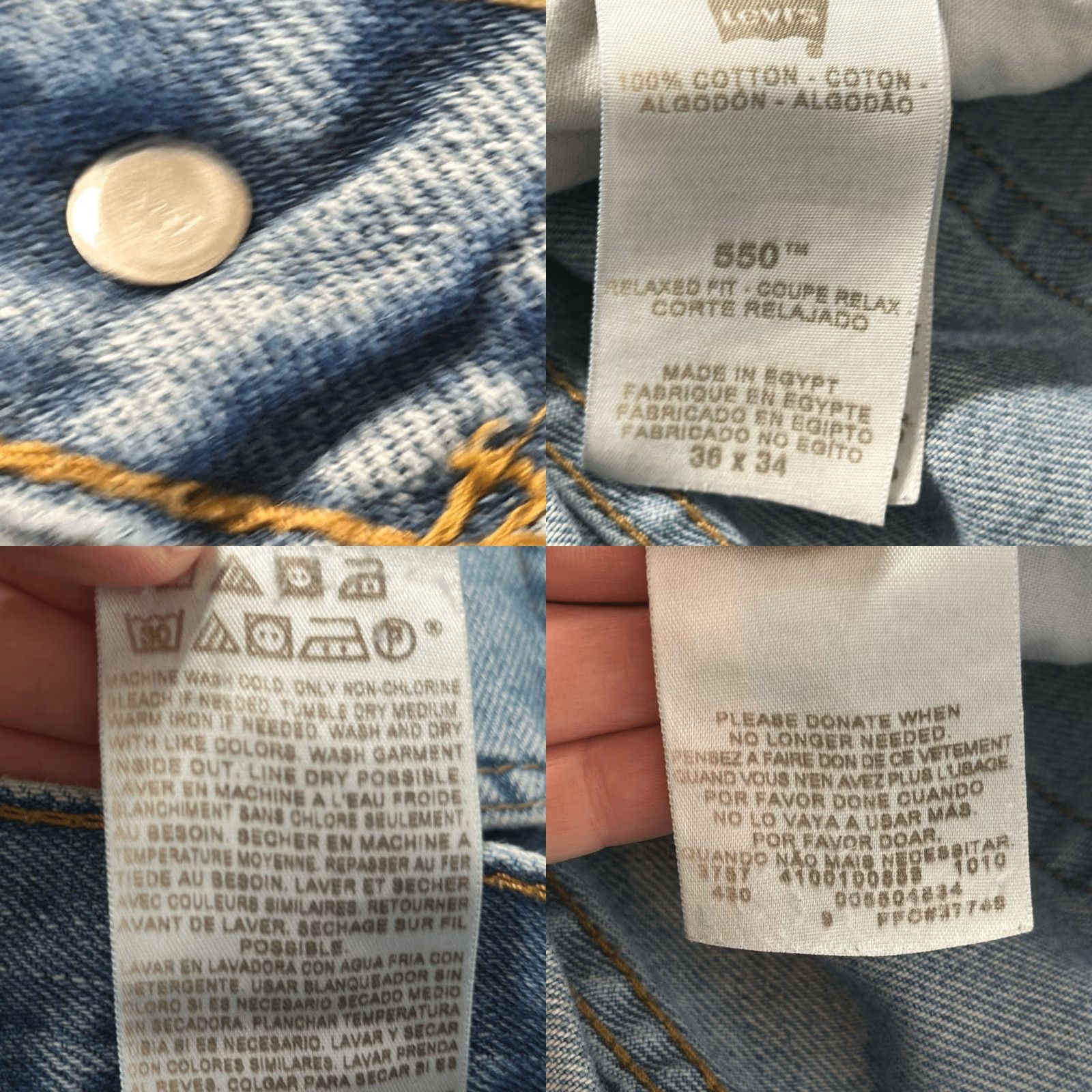 Levi's VINTAGE Levi's Jeans 550 Relaxed Fit Men 36 x 34 Blue Light Wash Inseam 34 Mens Size US 36 / EU 52 - 8 Thumbnail