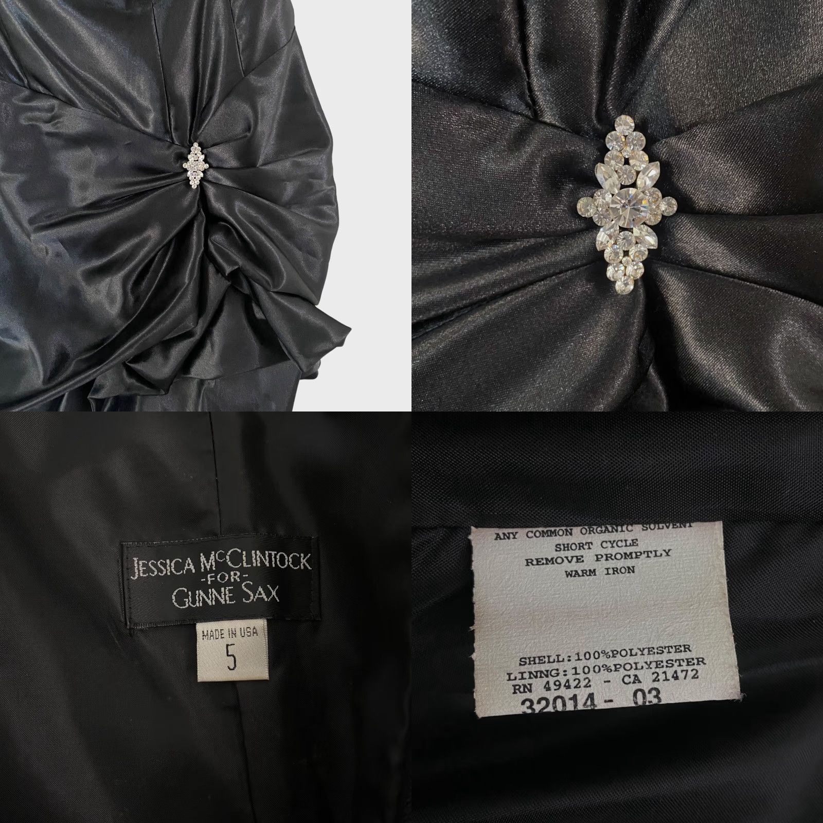 Jessica McClintock VINTAGE Jessica McClintock Gunne Sax Satin Formal Strapless Dress Black Size 5 Size S / US 4 / IT 40 - 8 Thumbnail