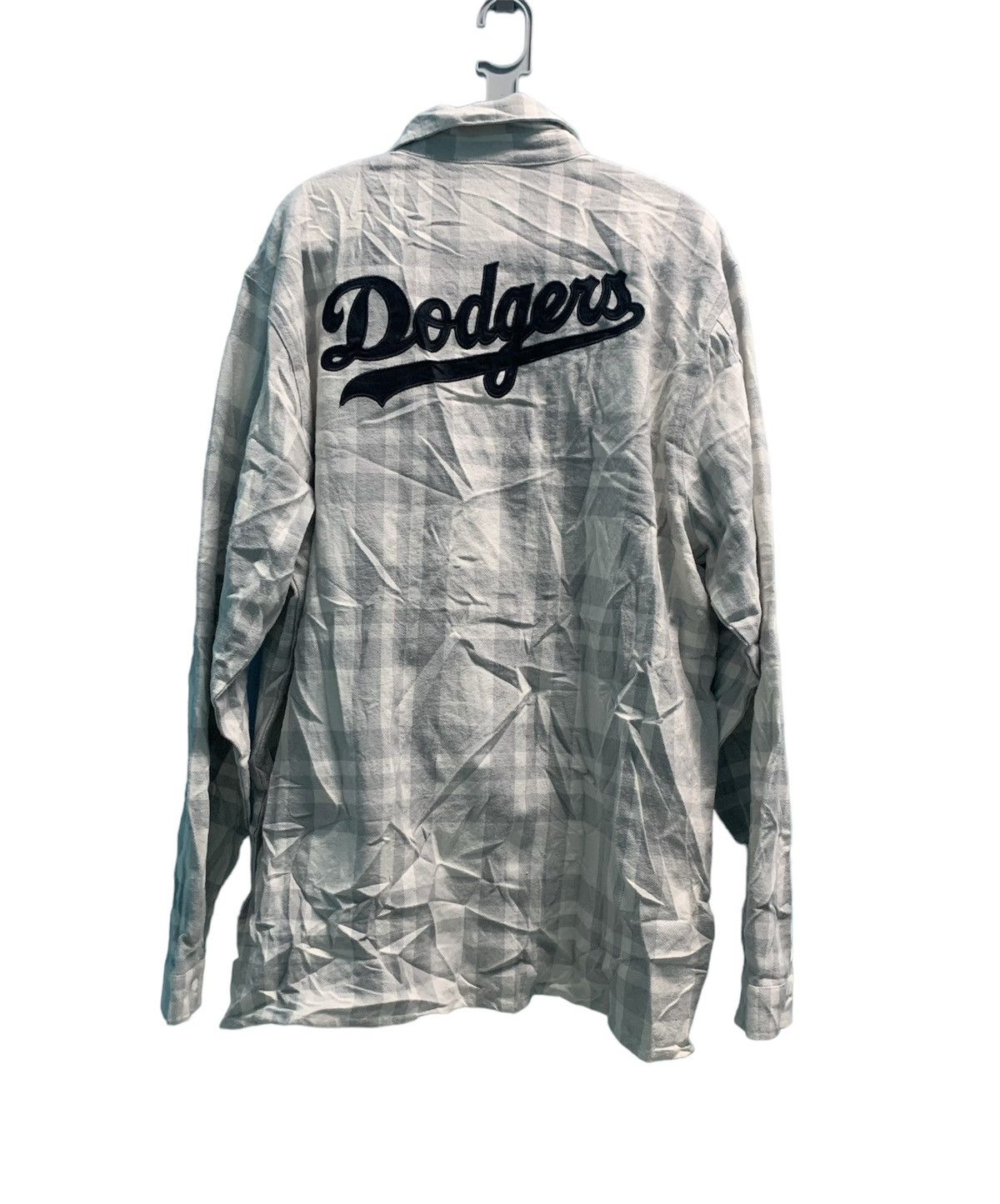 image of Los Angeles Dodgers x Majestic La Dodgers Flannel Shirt Majestic in Grey, Men's (Size 2XL)