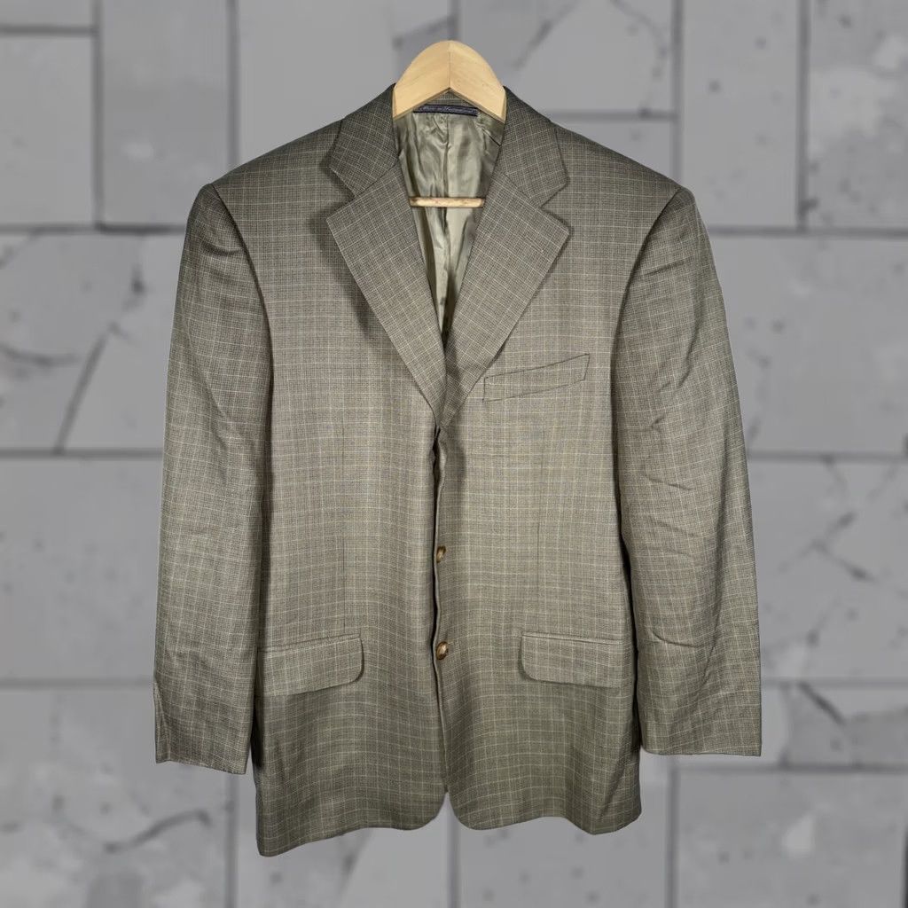 Ermenegildo Zegna Ermenegildo Zegna Sport Coat Mens 40 Tan Silk Wool Plaid 3-button Size US XXS / EU 40 - 1 Thumbnail