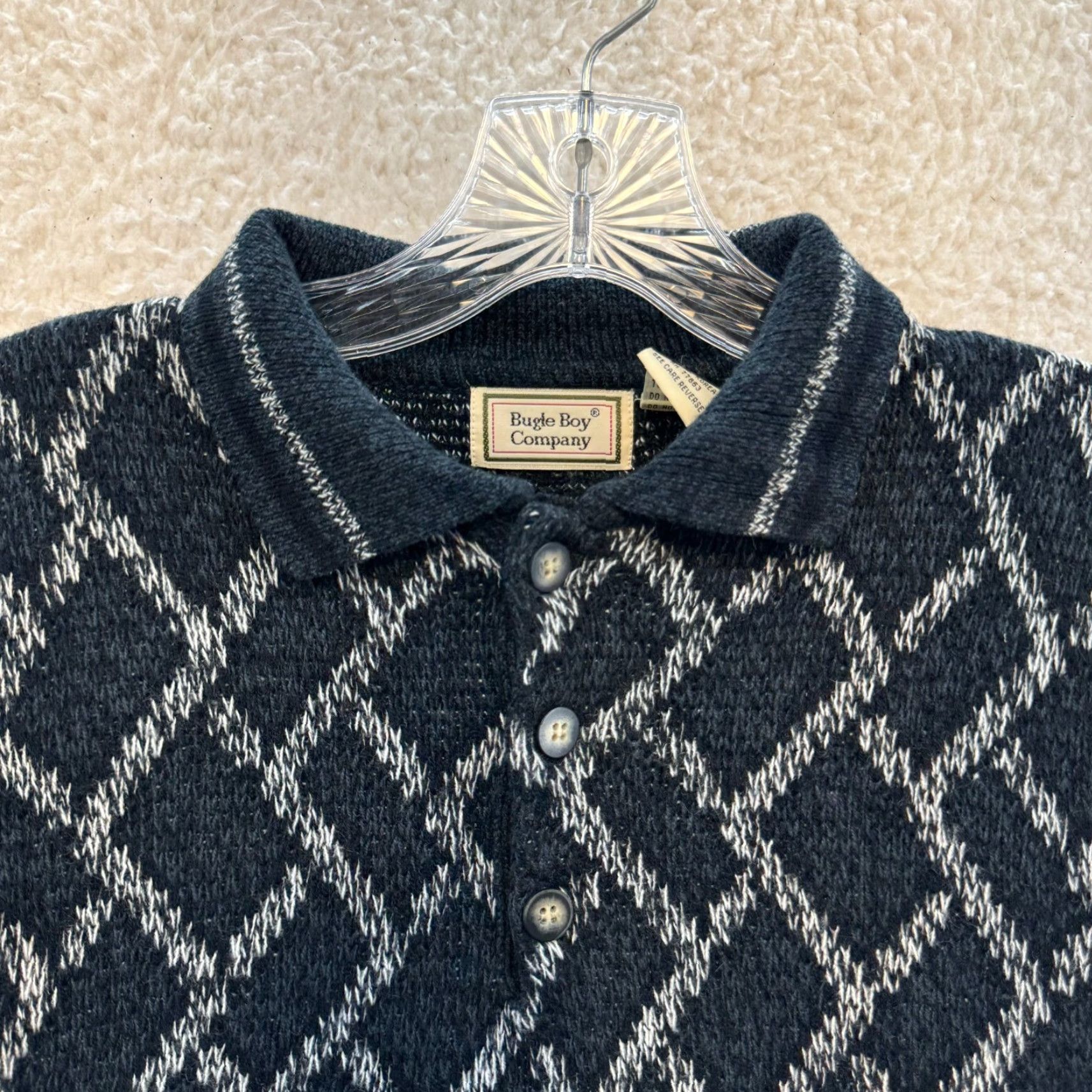 Bugle Boy VINTAGE Bugle Boy Sweater L Mens Geometric 80s 90s Gray Cosby Fresh Prince Grandpa Size US L / EU 52-54 / 3 - 3 Thumbnail