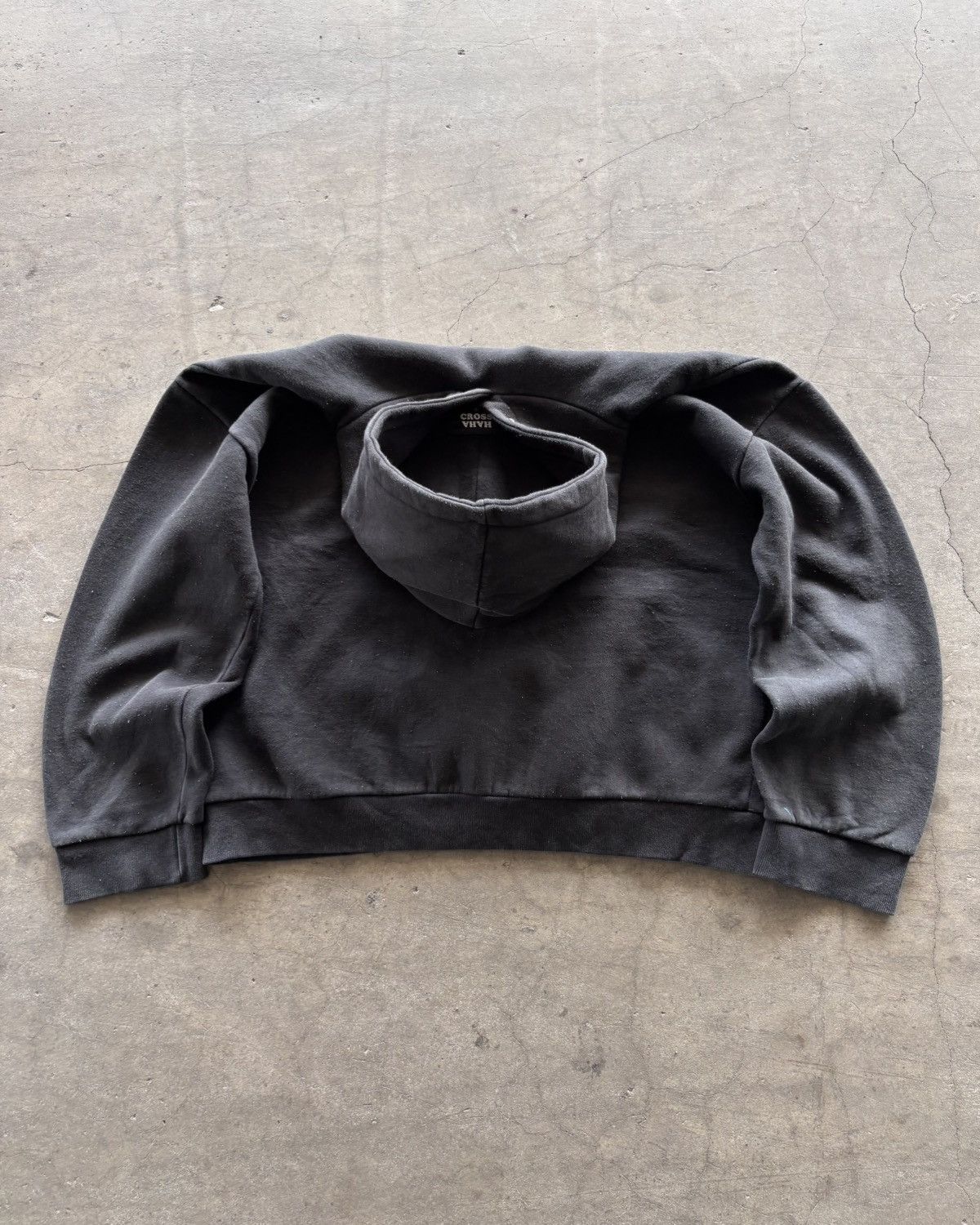 Russell Athletic 2000s Heavyweight Faded Black Blank Boxy Hoodie Size US L / EU 52-54 / 3 - 5 Thumbnail