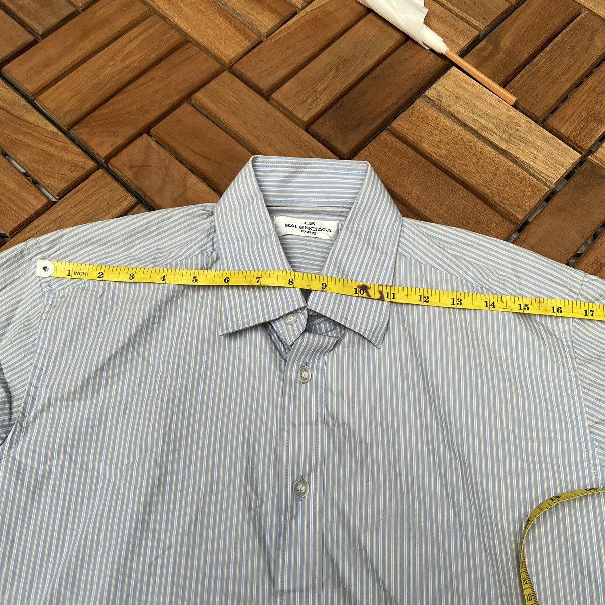 Balenciaga × Vintage Vintage Balenciaga Button Ups Shirt Sky Blue Stripe Size US M / EU 48-50 / 2 - 9 Thumbnail