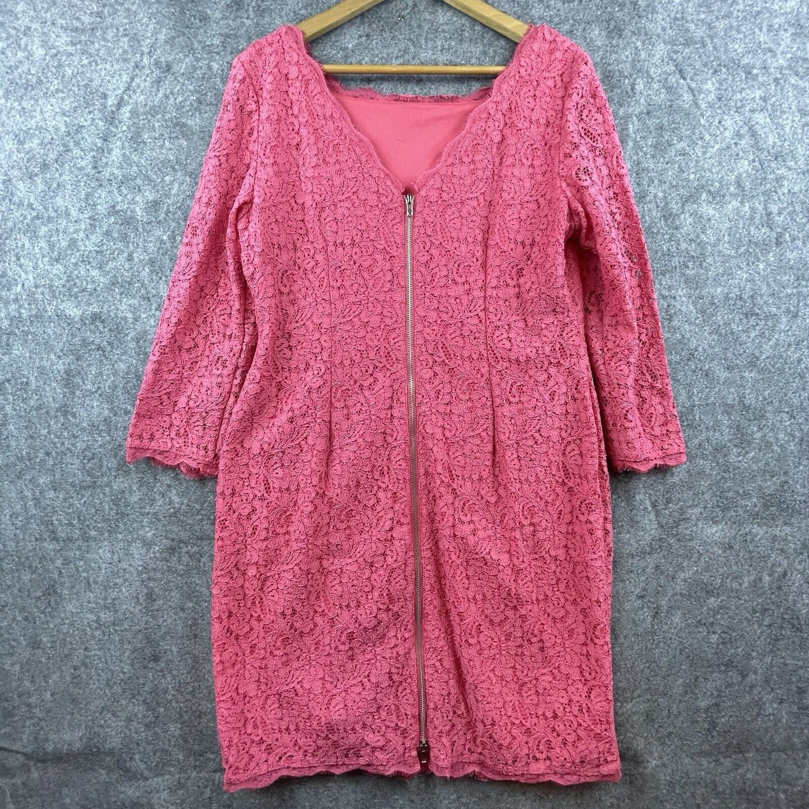 Adrianna Papell Adrianna Papell Dress 16 Pink Lace Sheath Y2K 90s Full Zip Size XXL / US 16-18 / IT 52-54 - 2 Thumbnail