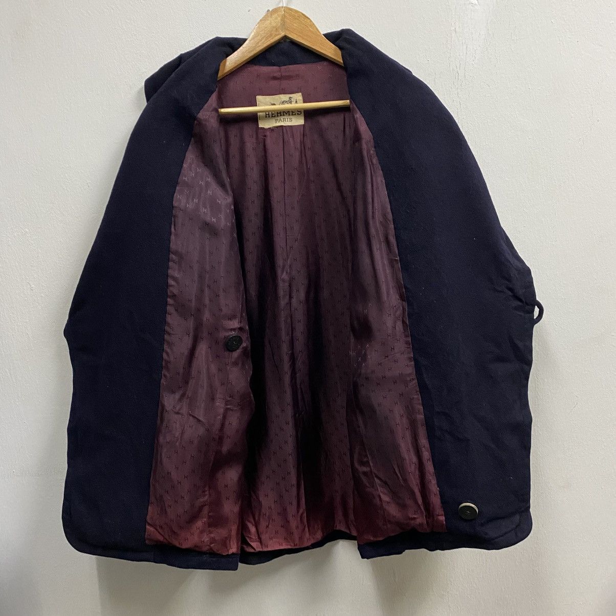 Hermes VINTAGE ARCHIVE‼️Hermes Wool Shawl Collar Coat Size US L / EU 52-54 / 3 - 3 Thumbnail
