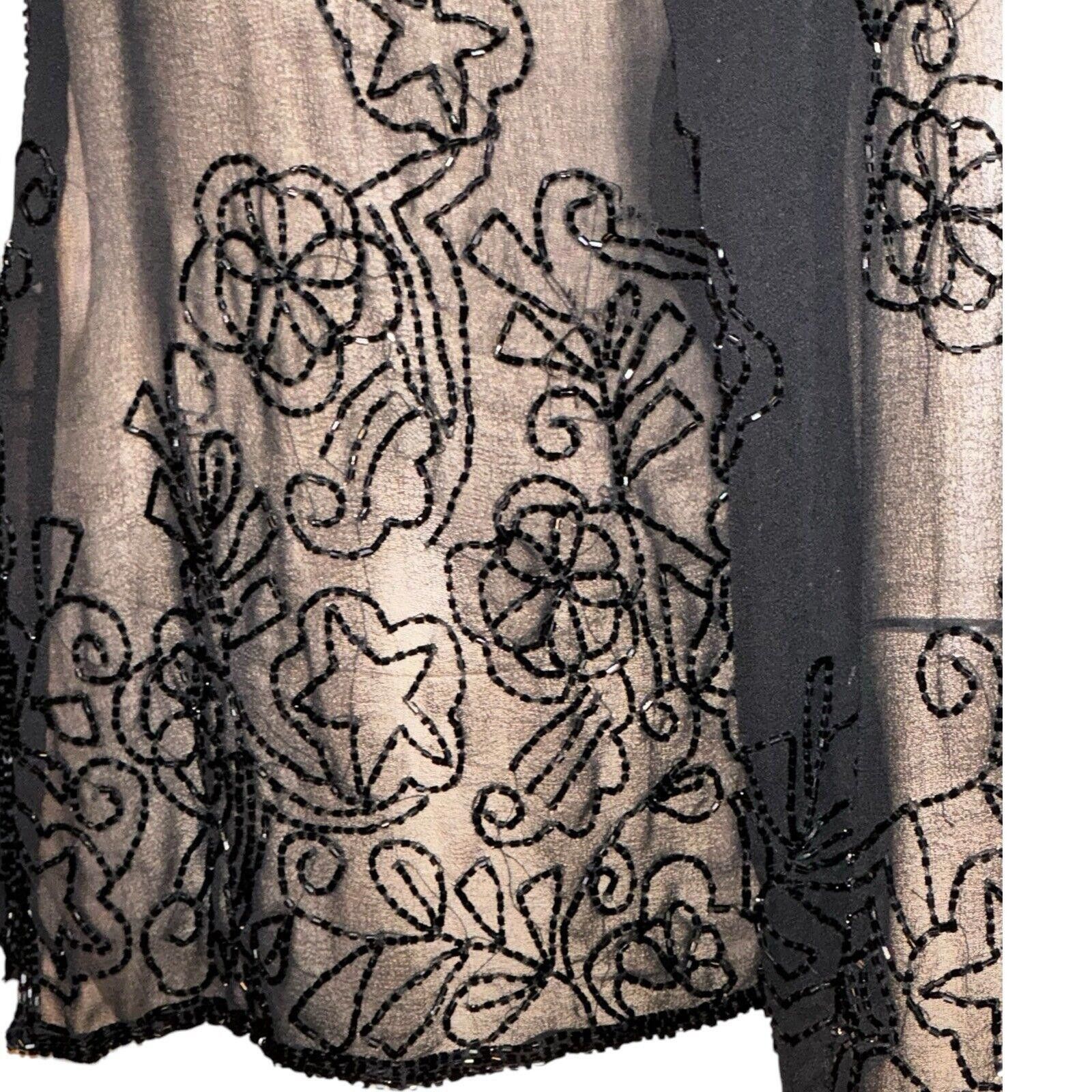 Designer Sheer Black Beaded Cardigan Wrap Sz 2X XXL By JMD New York Size XXL / US 16-18 / IT 52-54 - 3 Thumbnail