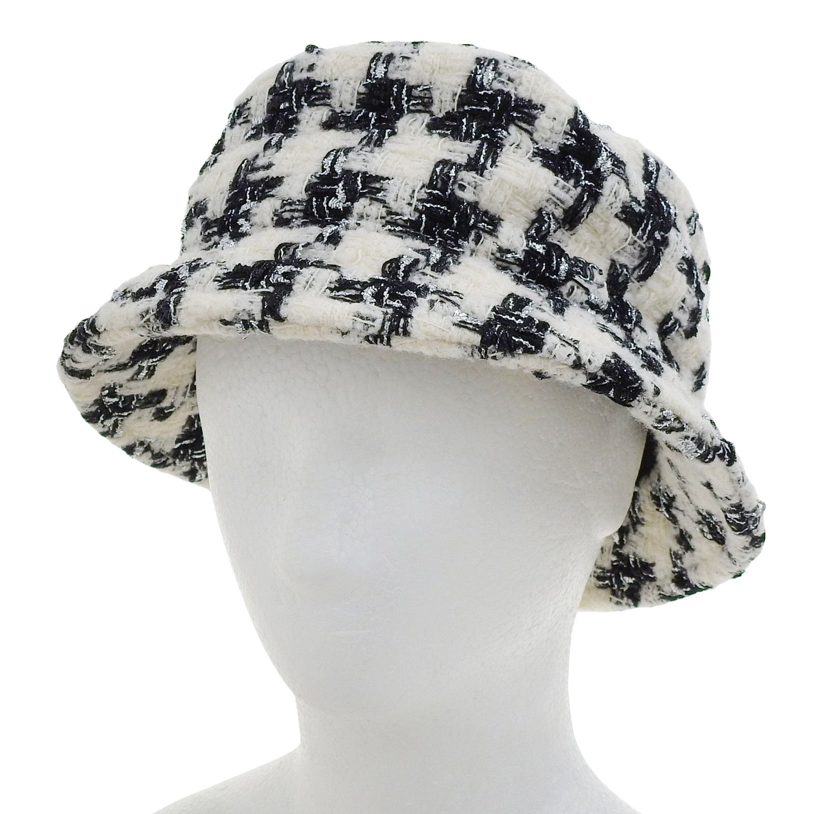 Chanel Chanel Chanel COCO Mark Houndstooth Tweed Hat Wool Hat Cotton Hats DUTY FREE for USA Size ONE SIZE - 1 Thumbnail