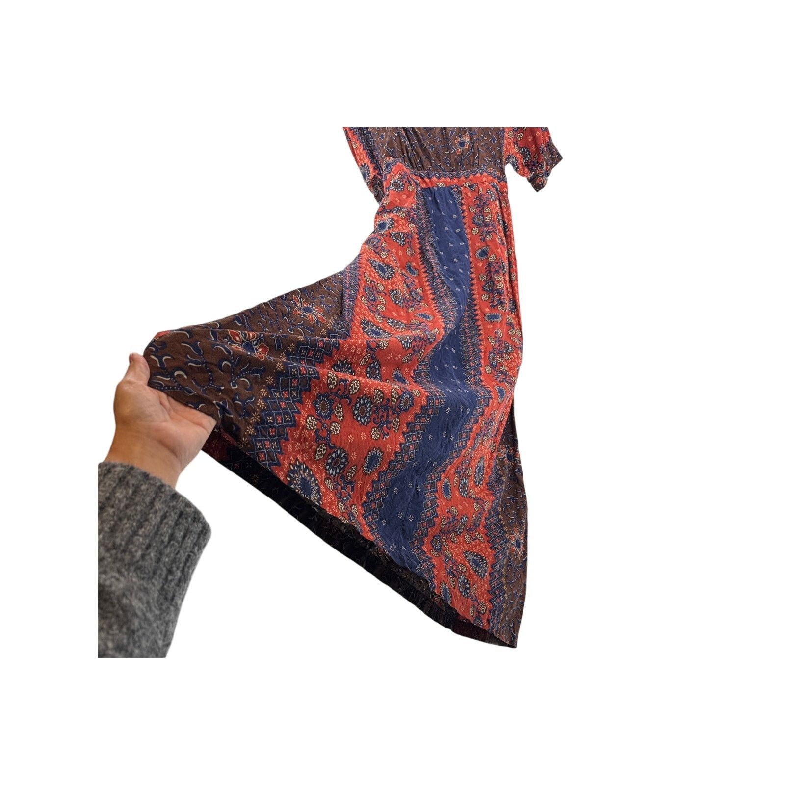 Vintage Vintage 70's Floral Print Maxi Tie Back Dress sz L bohemian Size L / US 10 / IT 46 - 7 Thumbnail