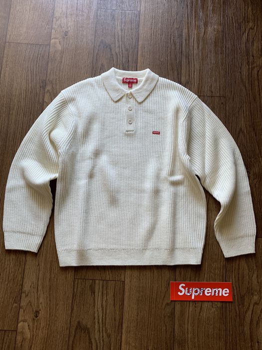 Supreme Small Box Polo Sweater Ivory M-