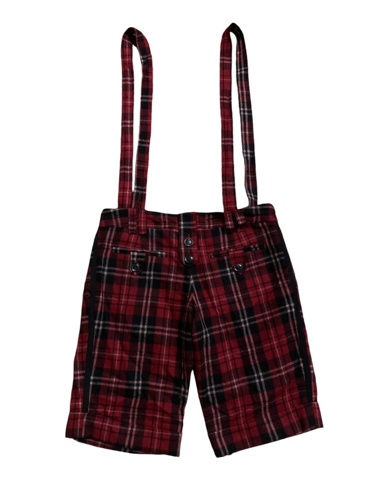 Japanese Brand 💥Vtg Japanese Wears Japan Suspenders Tartan Short Pant Size 33" - 3 Thumbnail