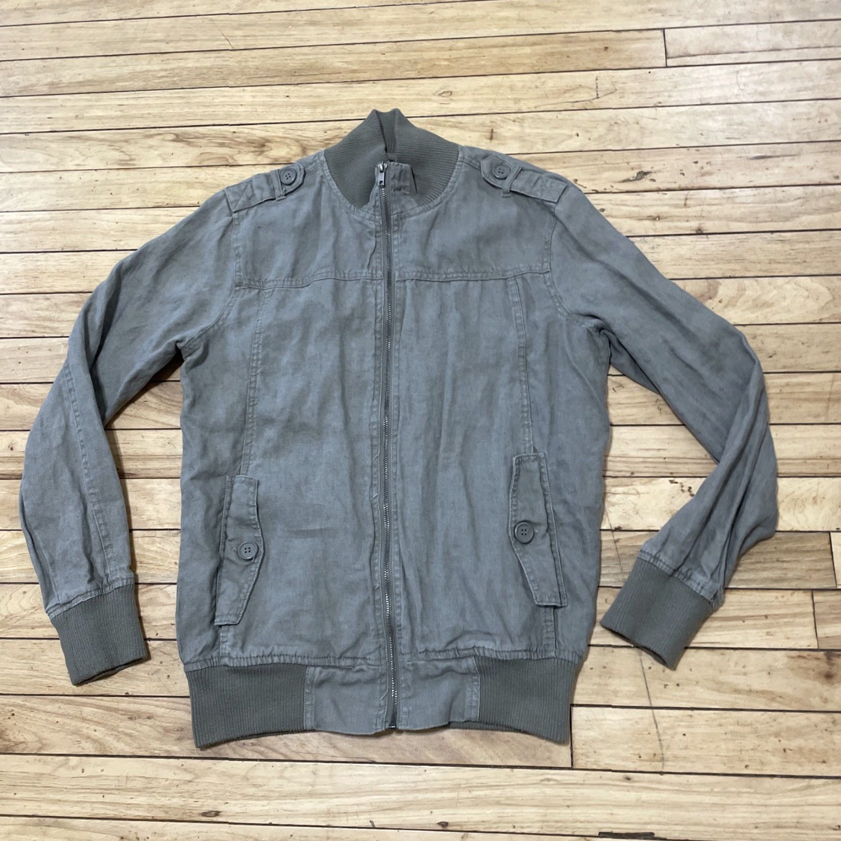 21 Men VINTAGE Flight 21MEN 100% Linen Bomber Jacket Men M Green Army Military Light Layer Shirt Size US M / EU 48-50 / 2 - 3 Thumbnail