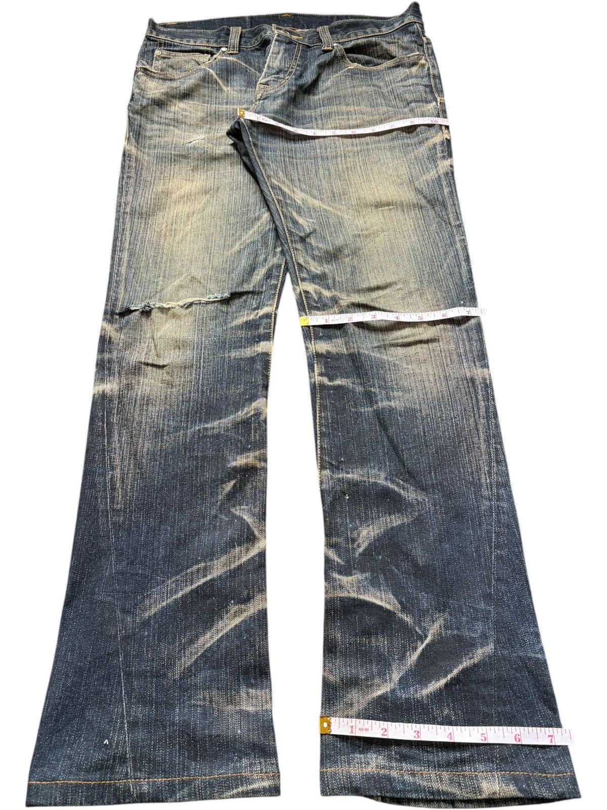 Tornado Mart Vintage Tornado Mart Rusty Mud Wash Distress Flare Jeans Size 31" - 8 Thumbnail